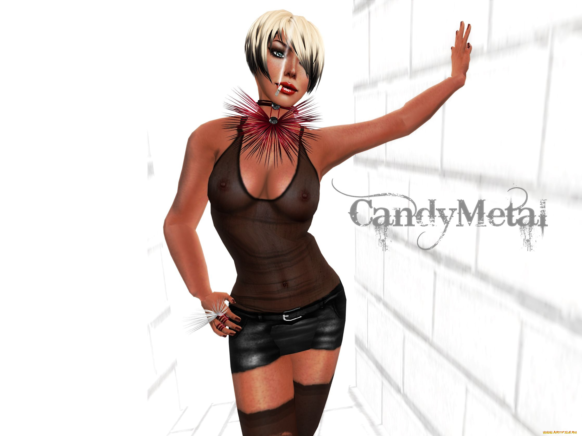 3д, графика, people, люди, блондинка, сигарета