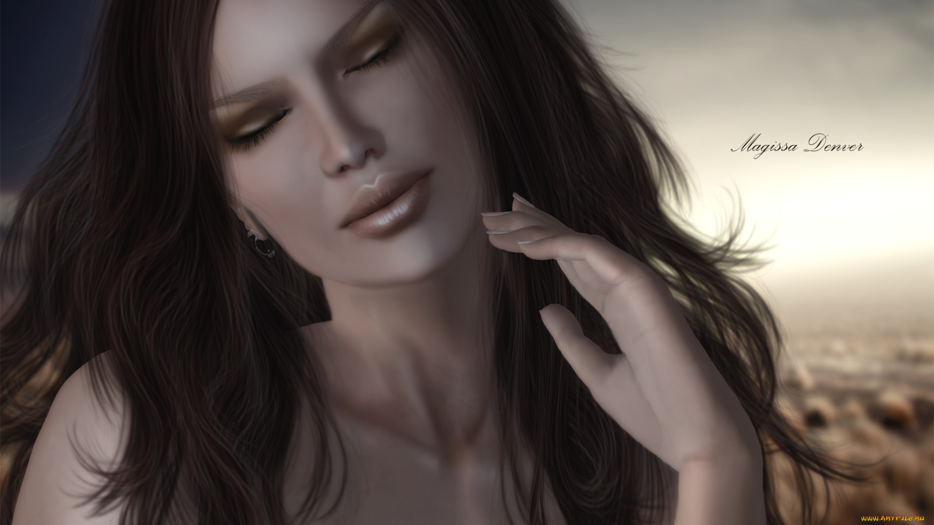 3д, графика, portraits, портрет, лицо, девушка, волосы