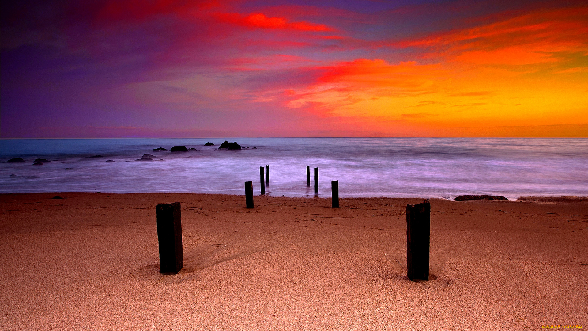 beautiful, horizon, природа, побережье, океан, пляж, песок, тучи, заря, горизонт