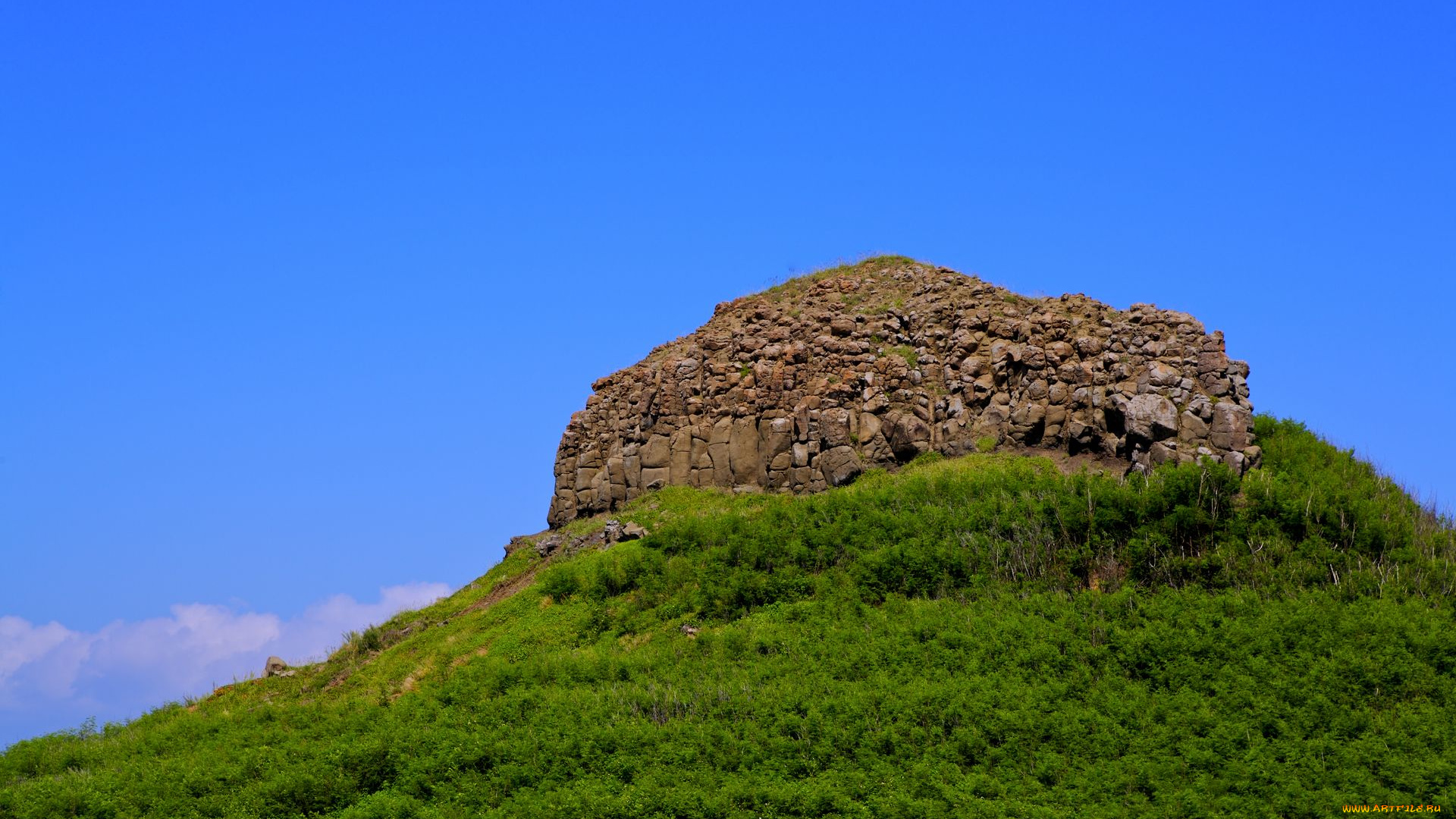 природа, горы, скала, камни, трава