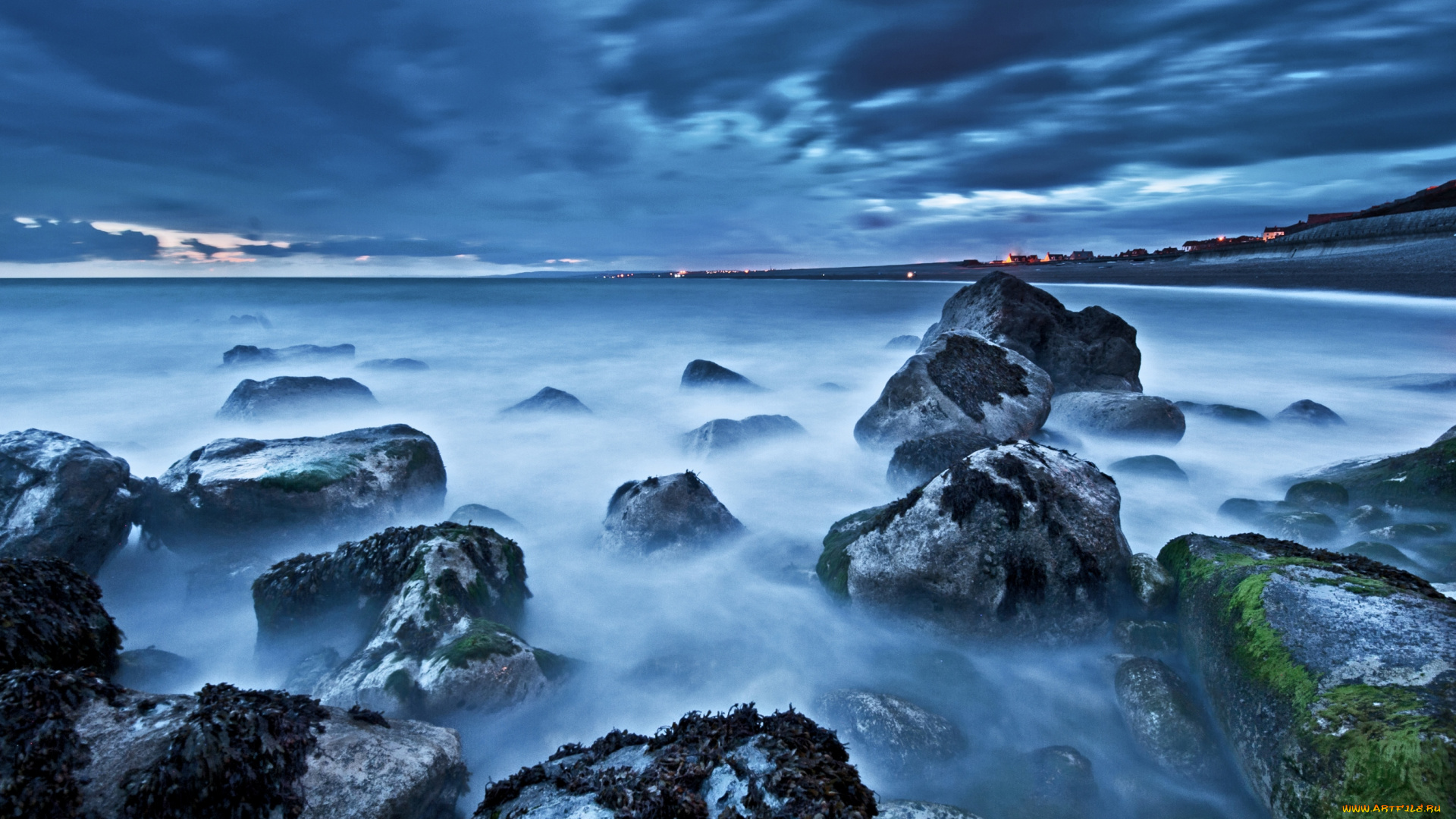 природа, побережье, камни, вода