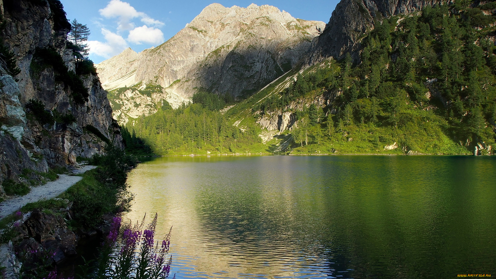 природа, реки, озера, горы, облака, озеро