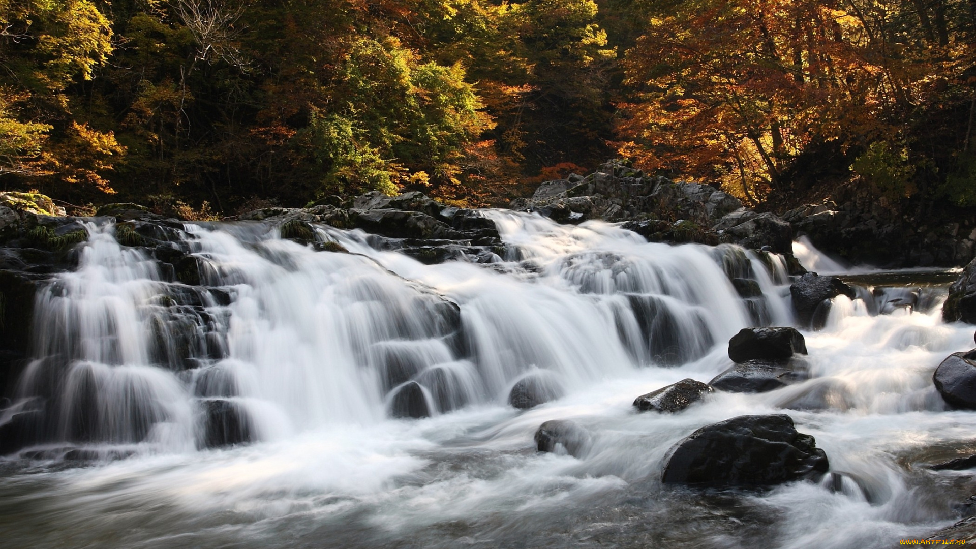 природа, реки, озера, вода, осень, камни, каскад