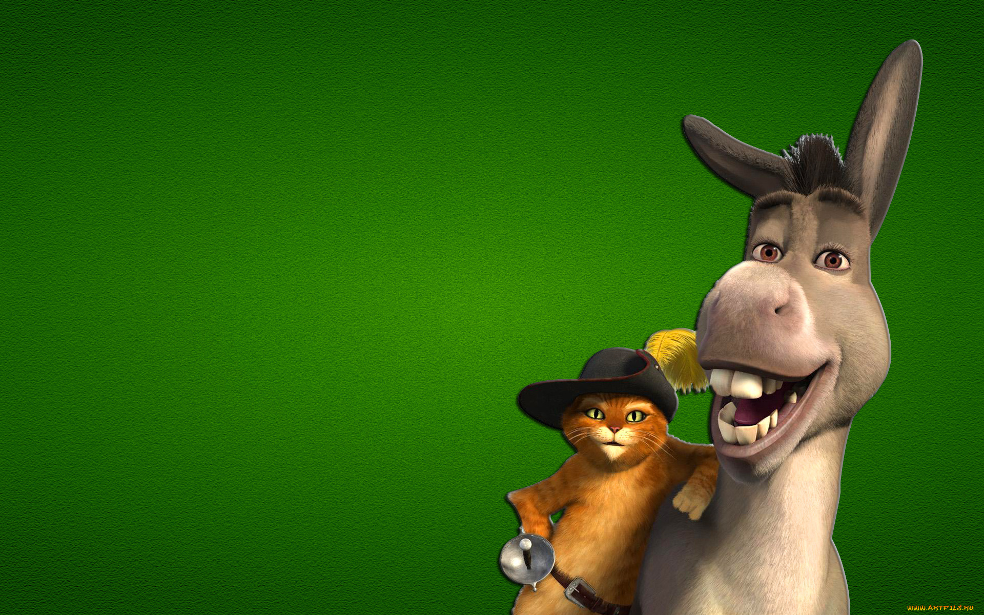 шрек, мультфильмы, shrek, осел, кот, в, сапогах, зеленый