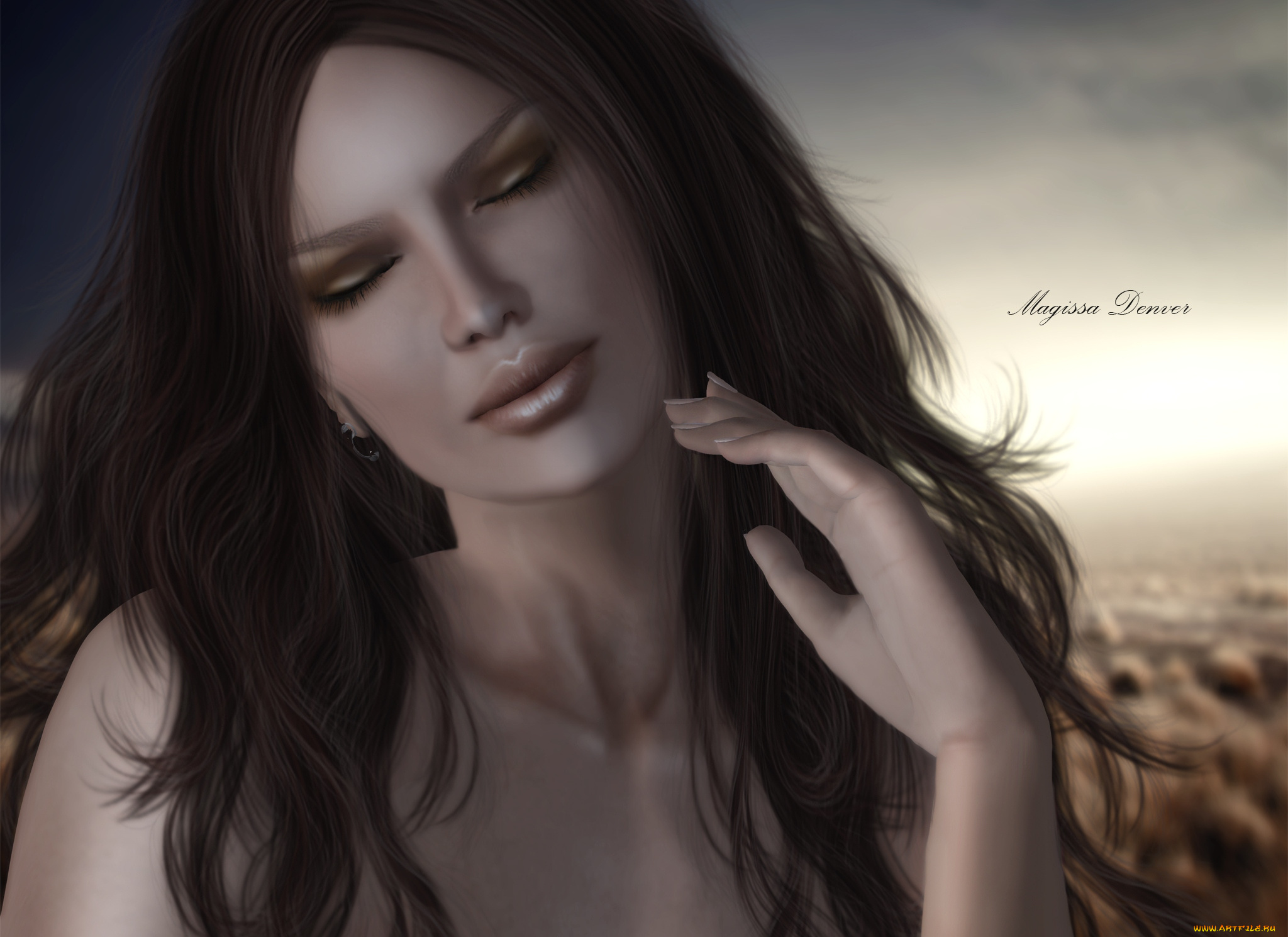 3д, графика, portraits, портрет, лицо, девушка, волосы