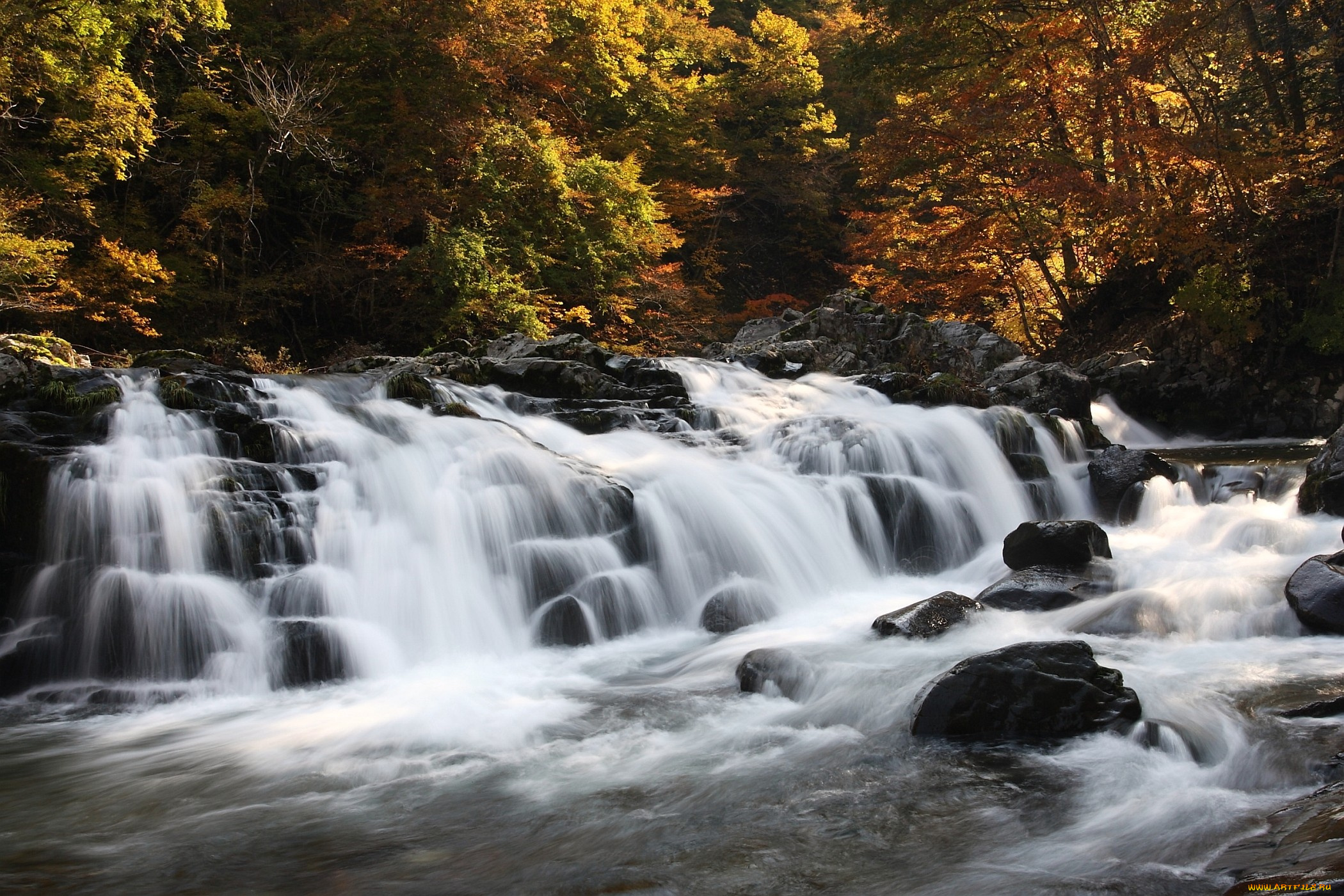 природа, реки, озера, вода, осень, камни, каскад