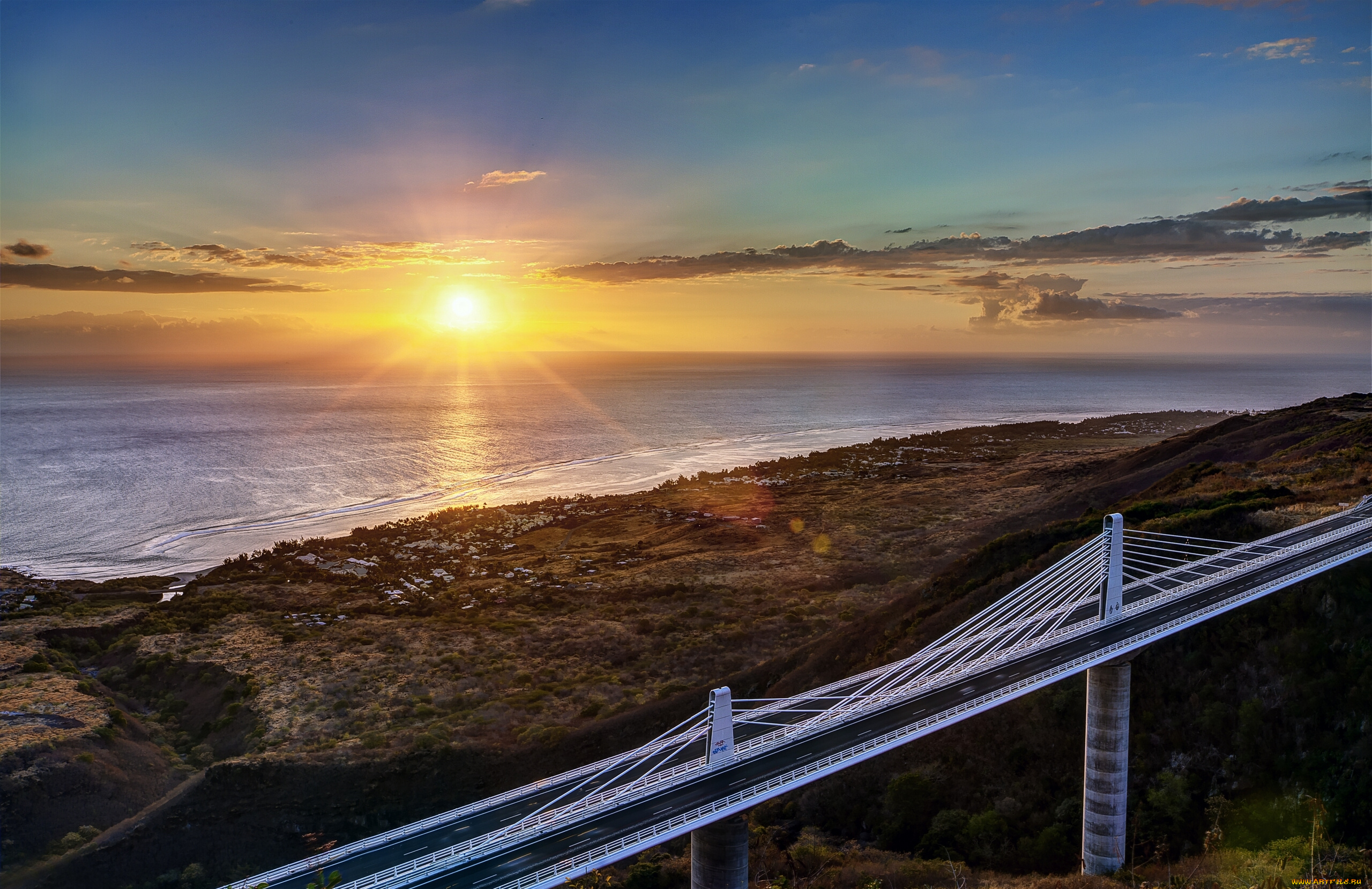 природа, восходы, закаты, море, закат, мост, пейзаж