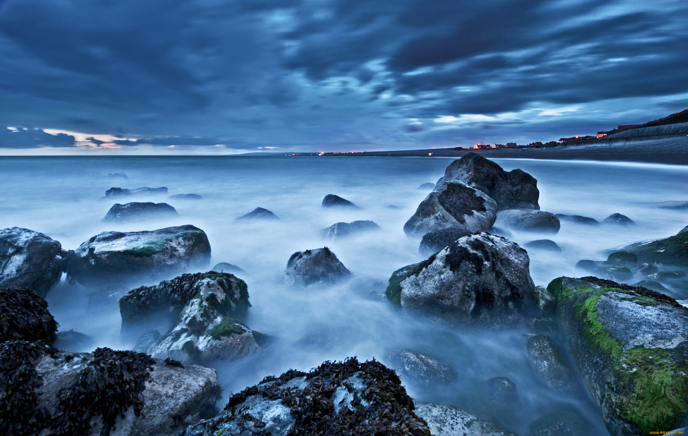 природа, побережье, камни, вода