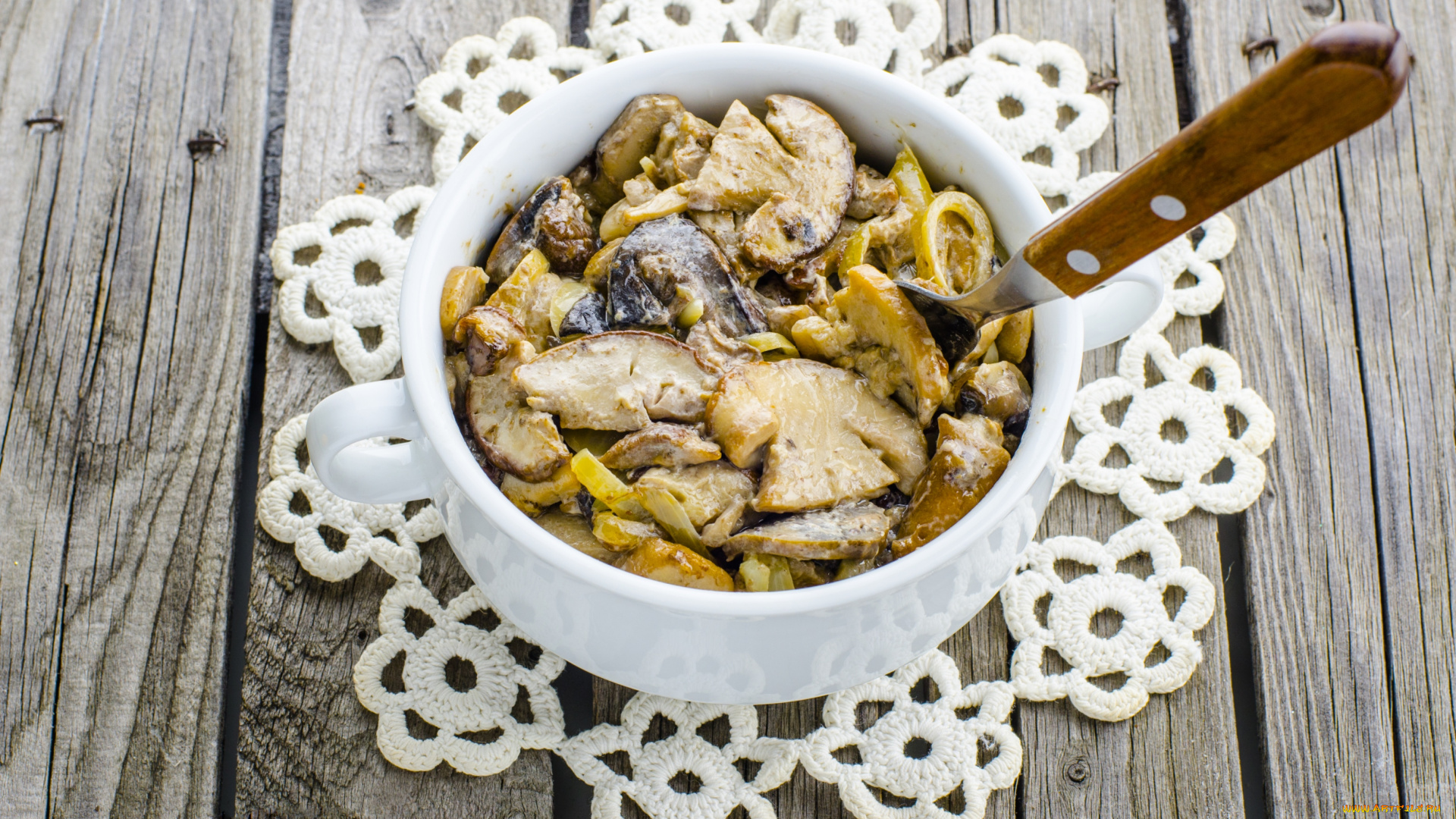 белые, грибы, тушеные, сметане, еда, грибные, блюда, горшочек