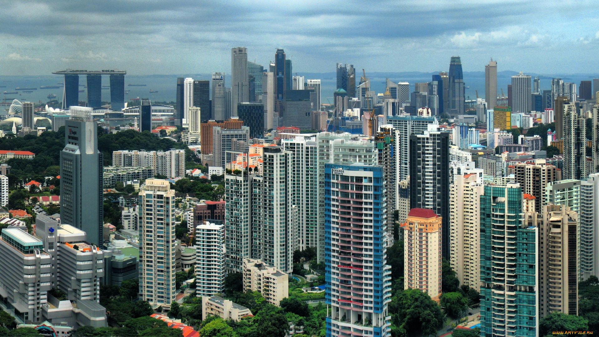 singapore, города, сингапур, небоскрёбы, здания, панорама