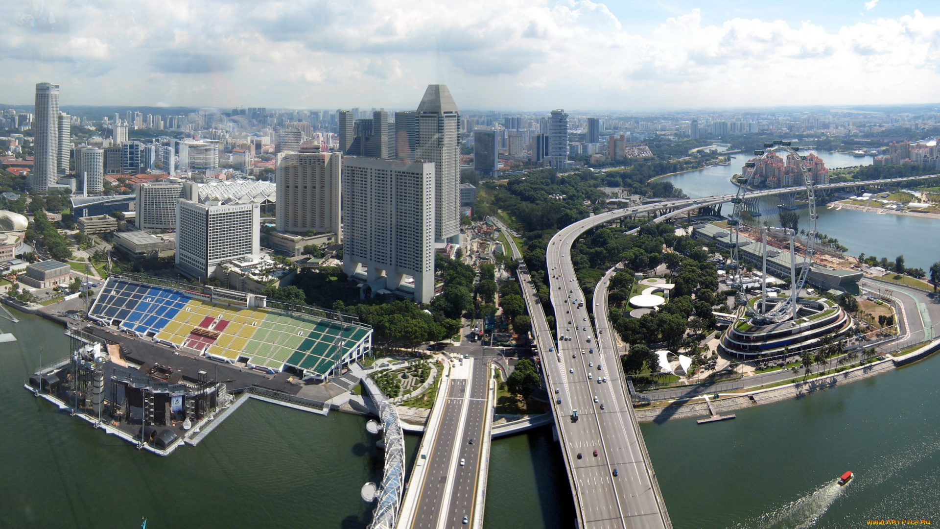 singapore, города, сингапур, панорама, дороги, мосты, река