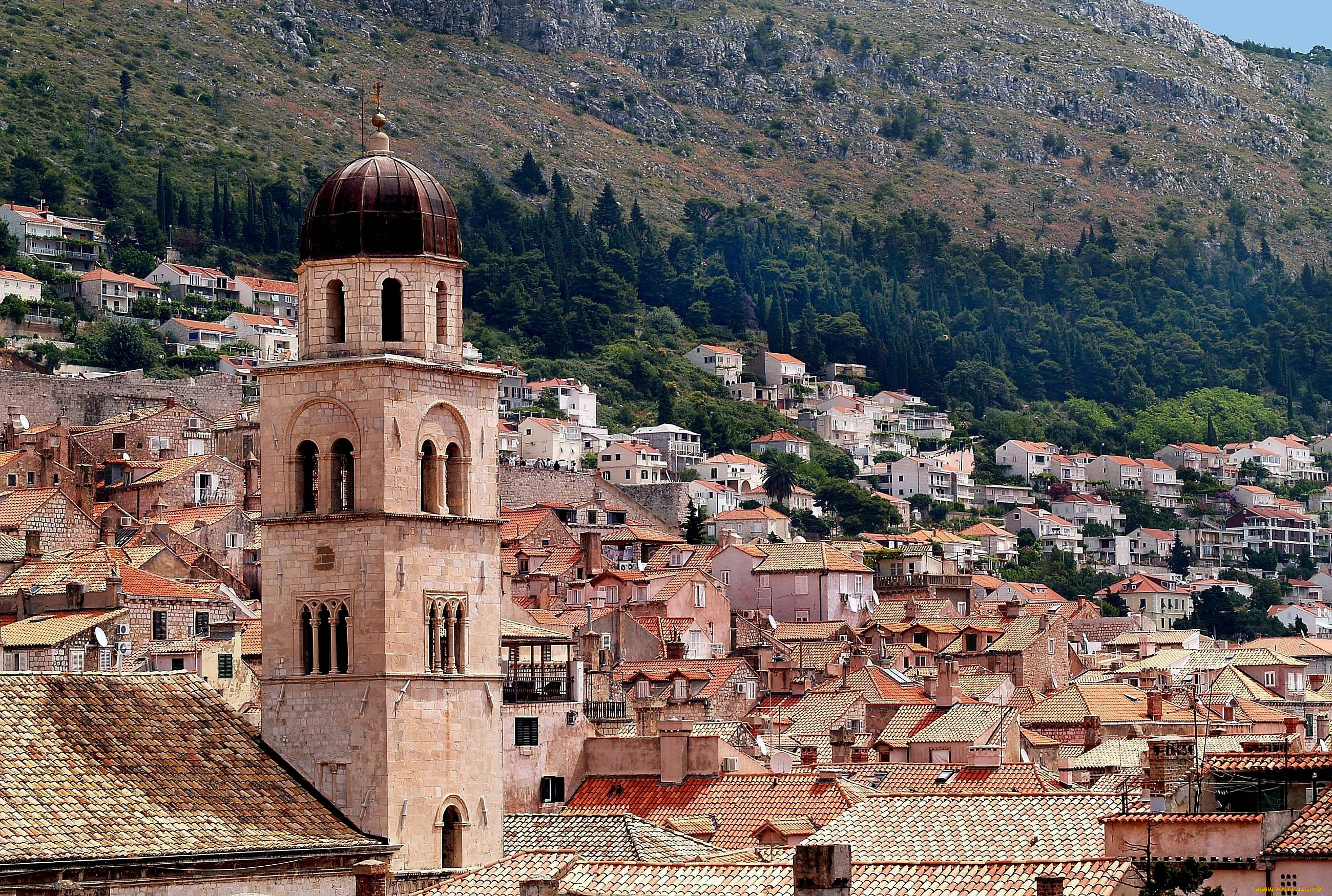 города, дубровник, хорватия, крыши, панорама