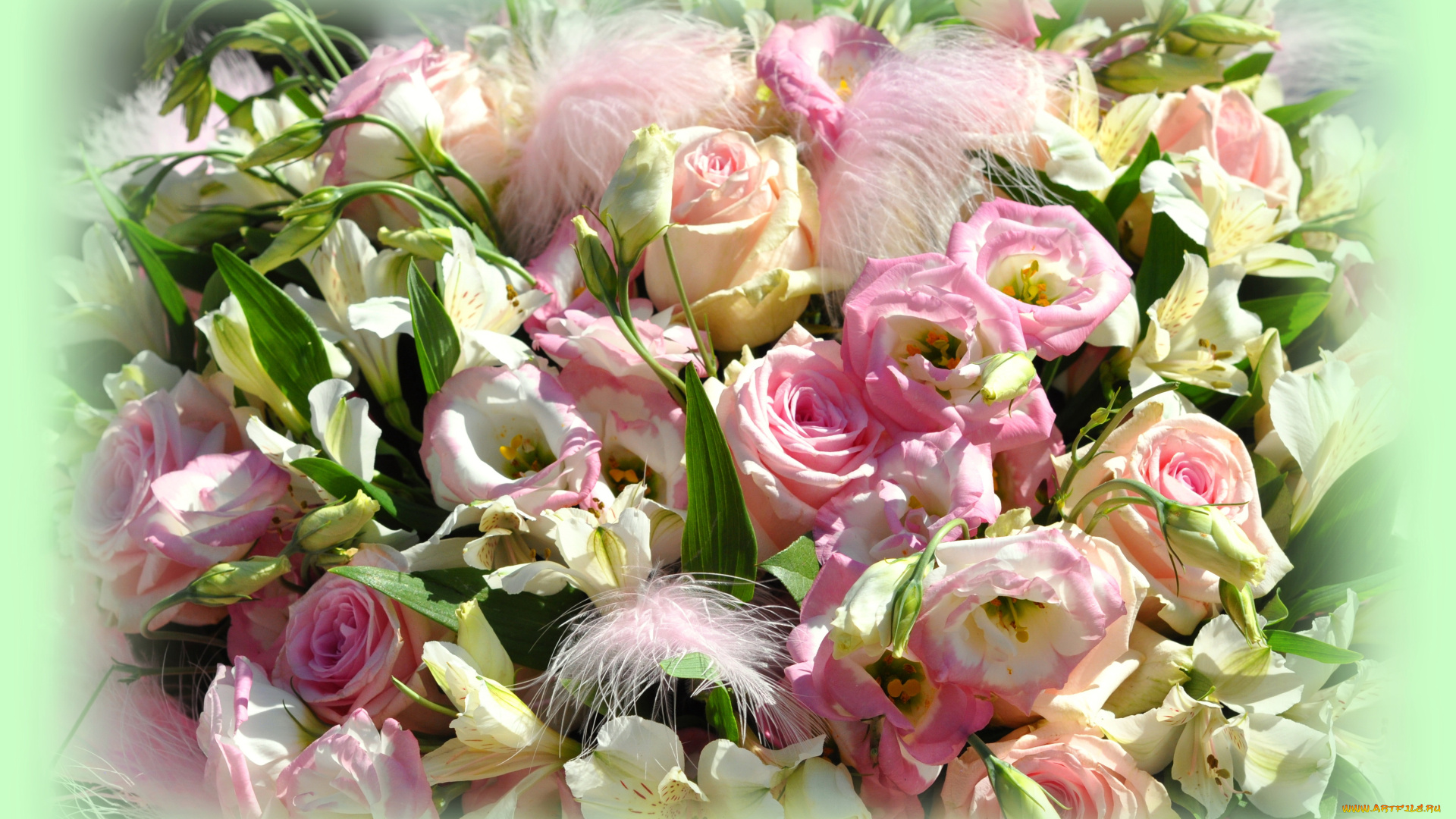 цветы, разные, вместе, розы, эустома, альстромерии