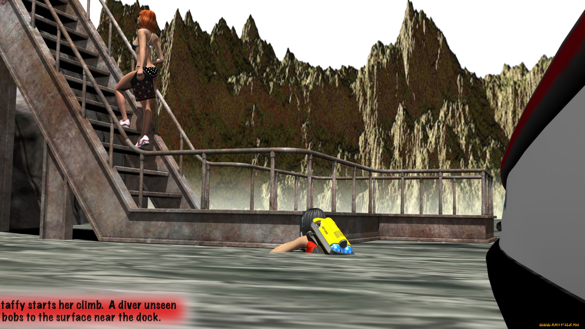 3д, графика, фантазия, , fantasy, взгляд, девушки, море, фон