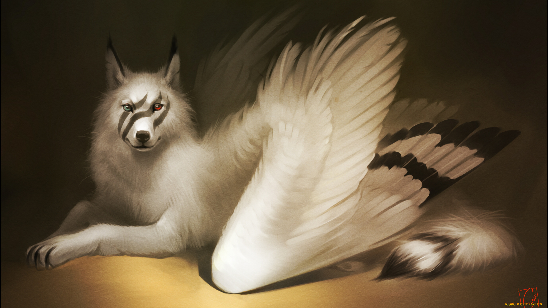 gaudibuendia, рисованное, животные, , сказочные, , мифические, крылья, волк