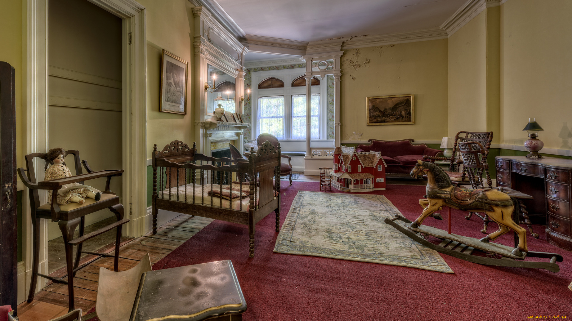 интерьер, детская, комната, мебель, комната