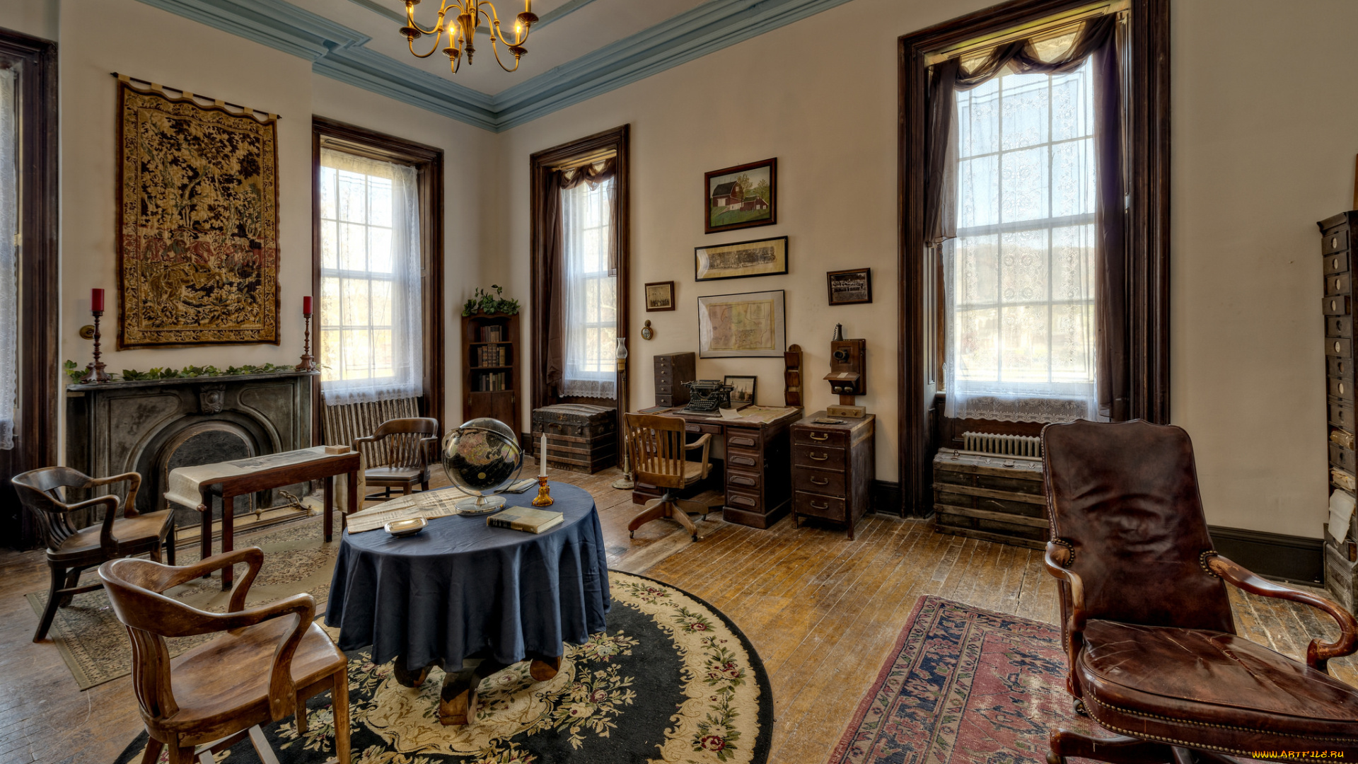 интерьер, кабинет, , библиотека, , офис, мебель, комната