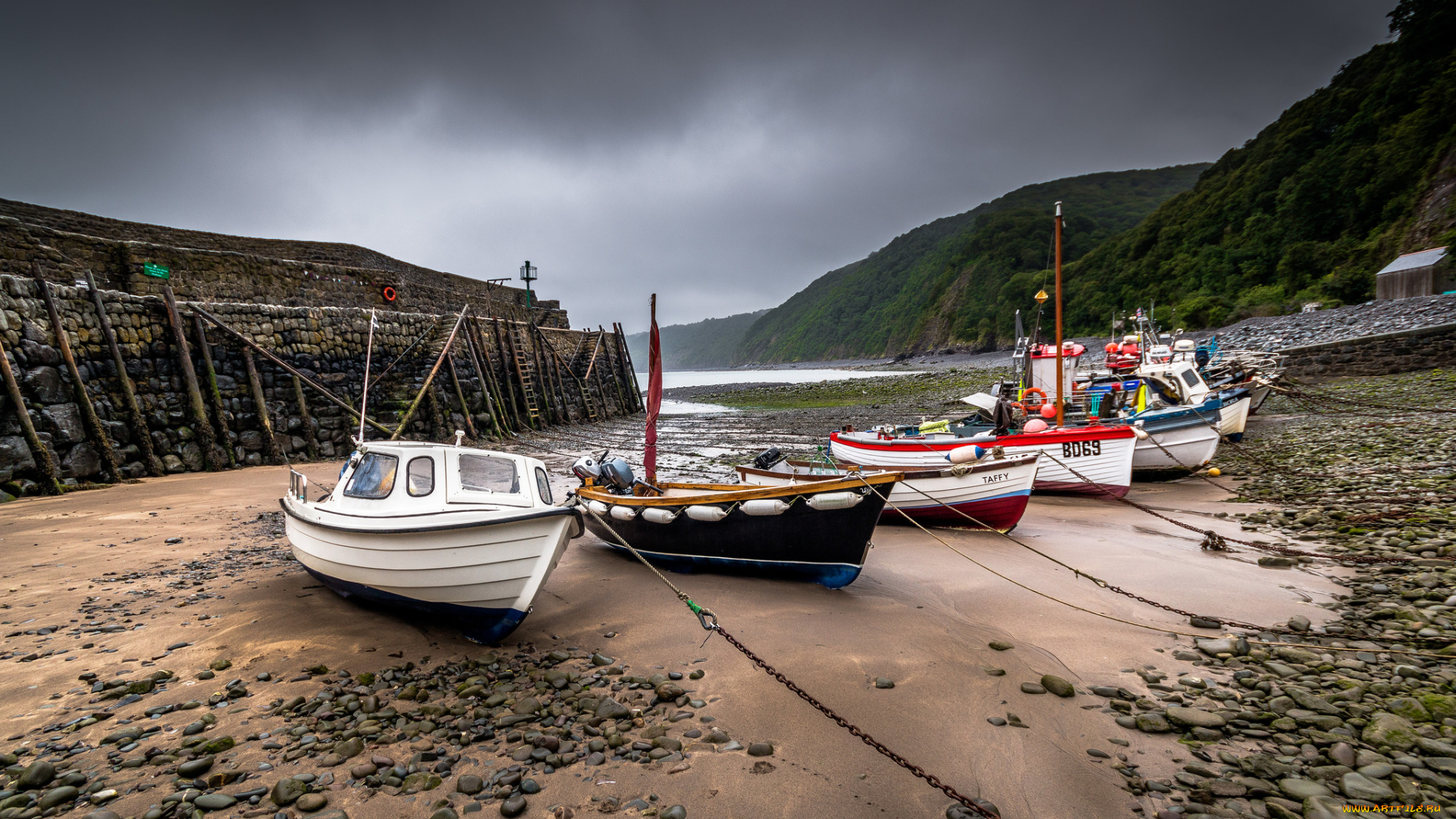 корабли, баркасы, , , буксиры, океан, бухта, отлив