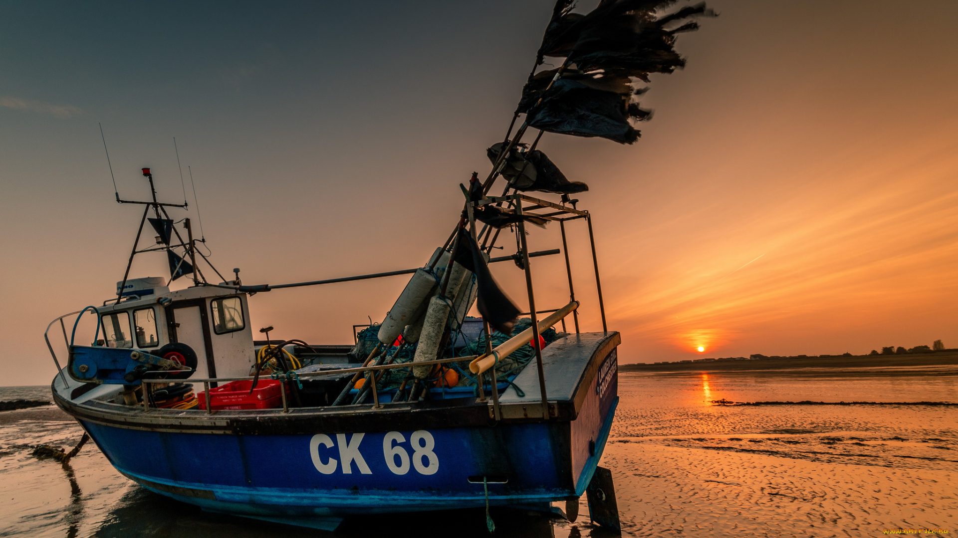 корабли, баркасы, , , буксиры, сумерки, отлив, океан