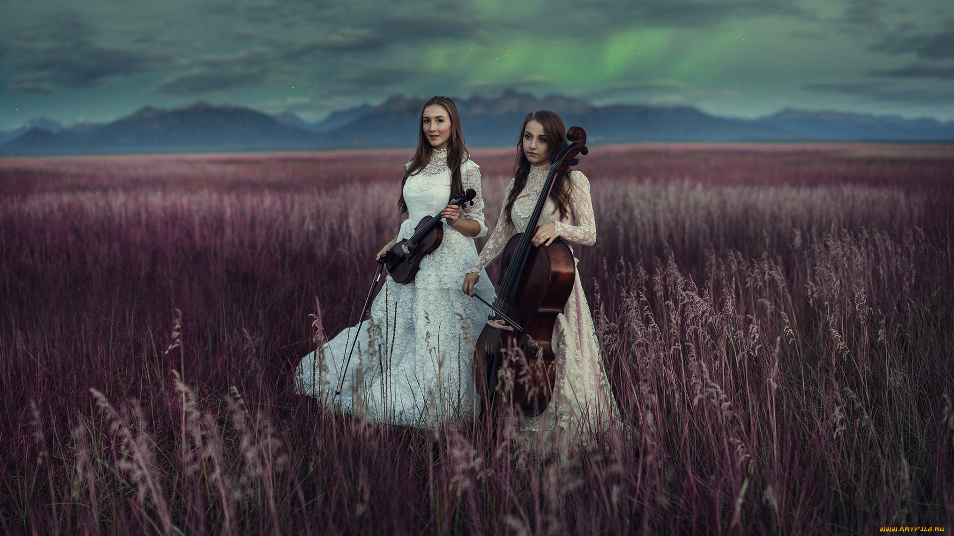 музыка, -, другое, поле, инструменты, девушки