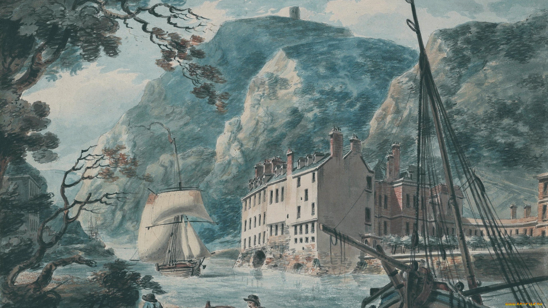 рисованное, живопись, город