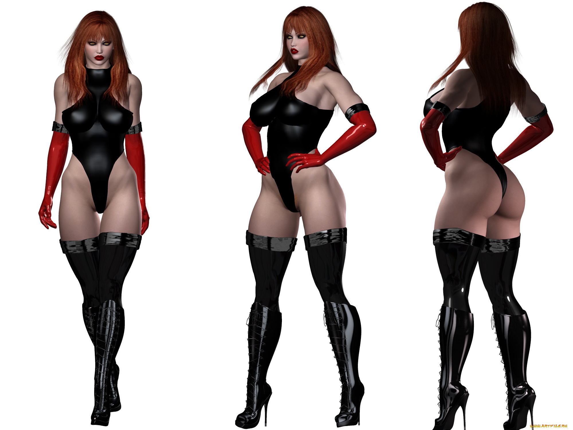 3д, графика, фантазия, , fantasy, сапоги, фон, девушка, купальник, взгляд, латекс