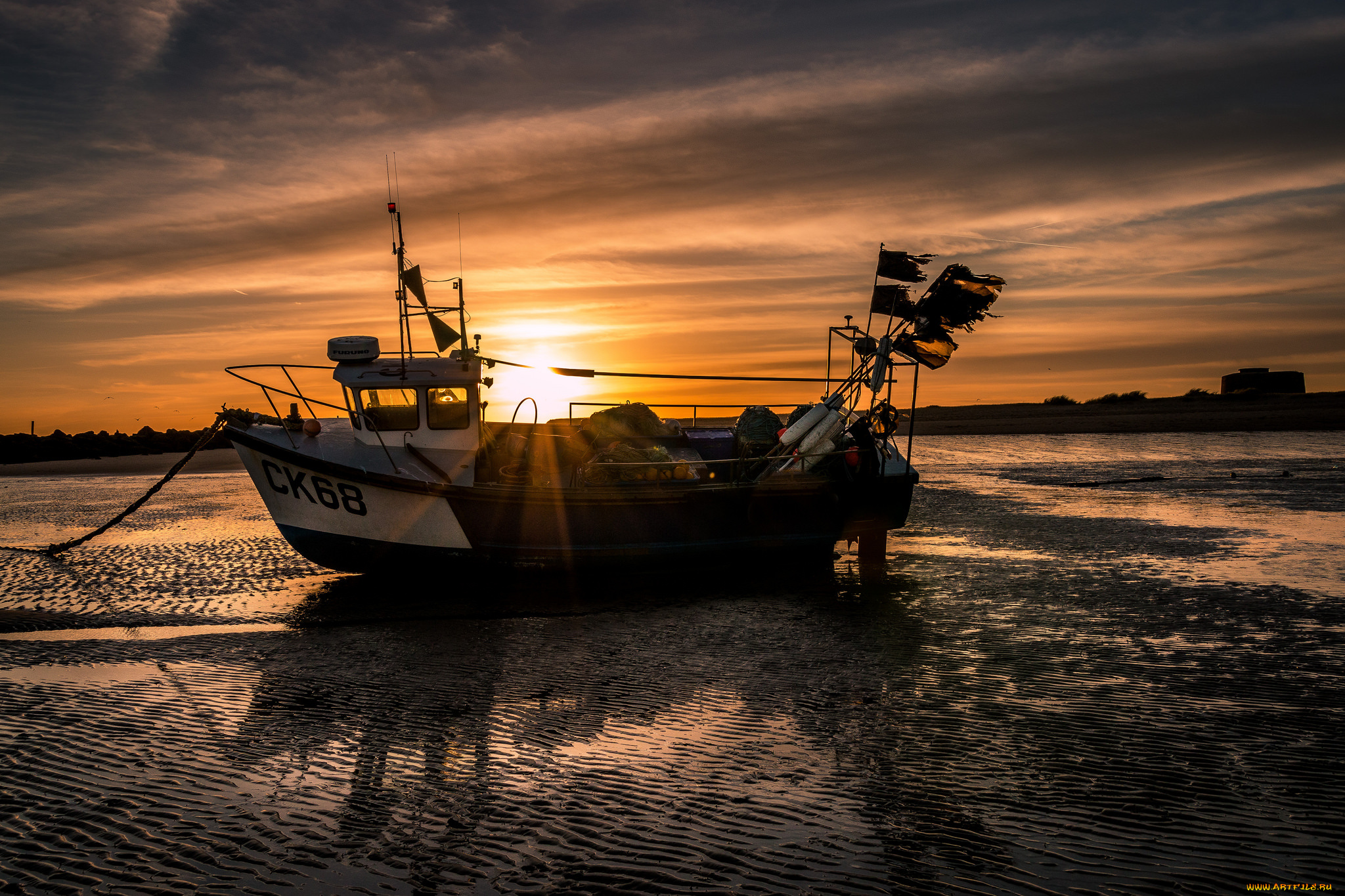корабли, баркасы, , , буксиры, сумерки, отлив, океан
