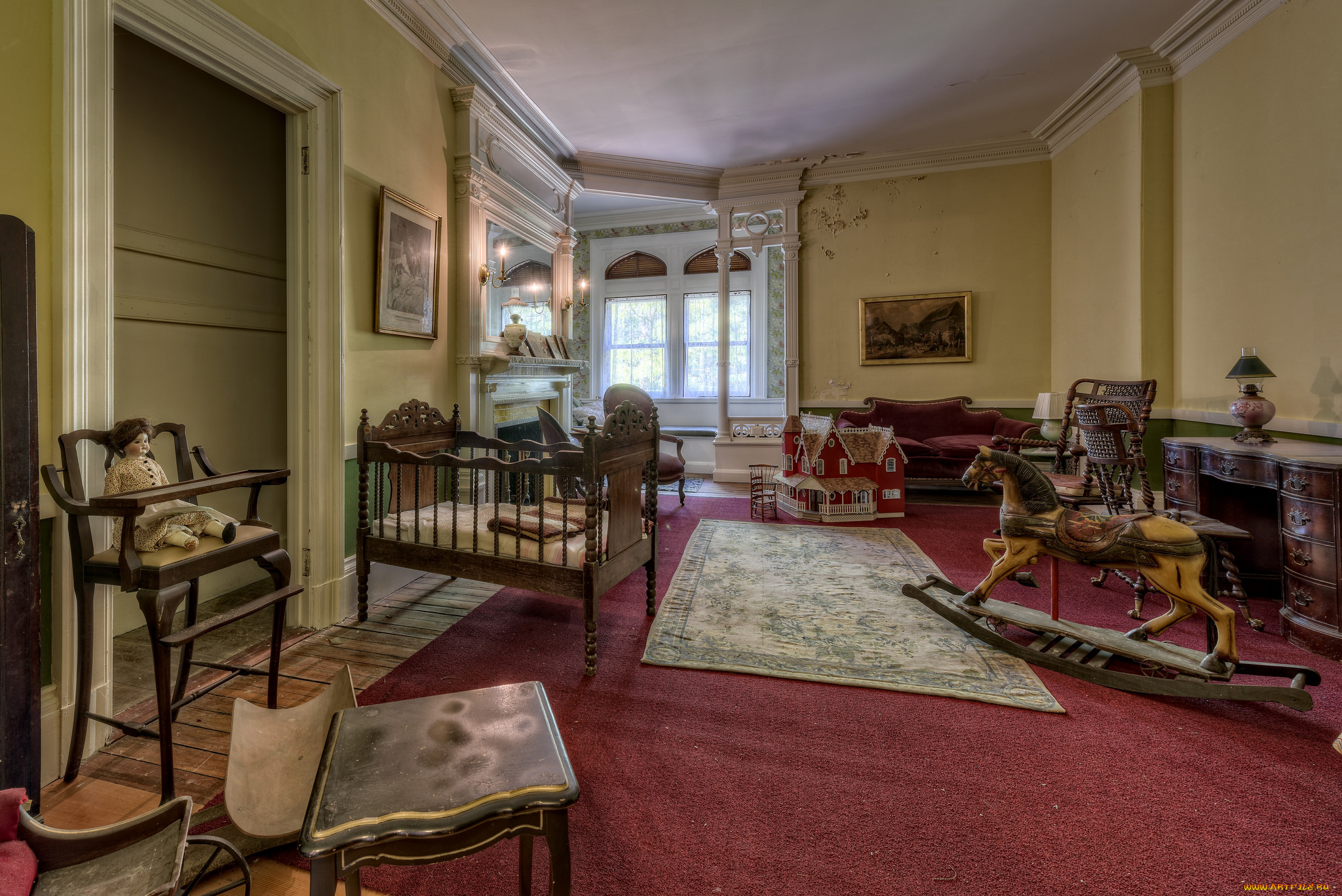 интерьер, детская, комната, мебель, комната