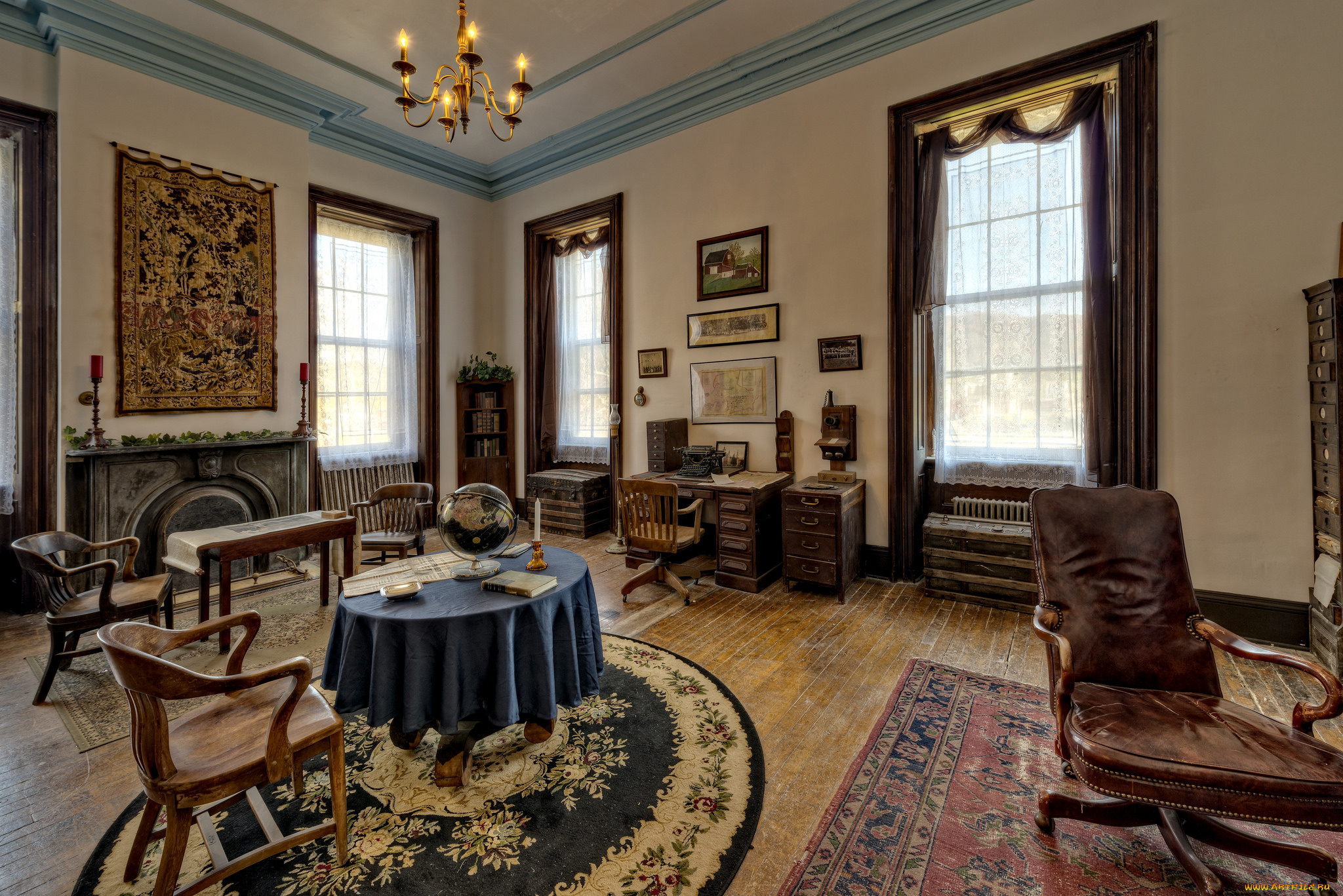 интерьер, кабинет, , библиотека, , офис, мебель, комната