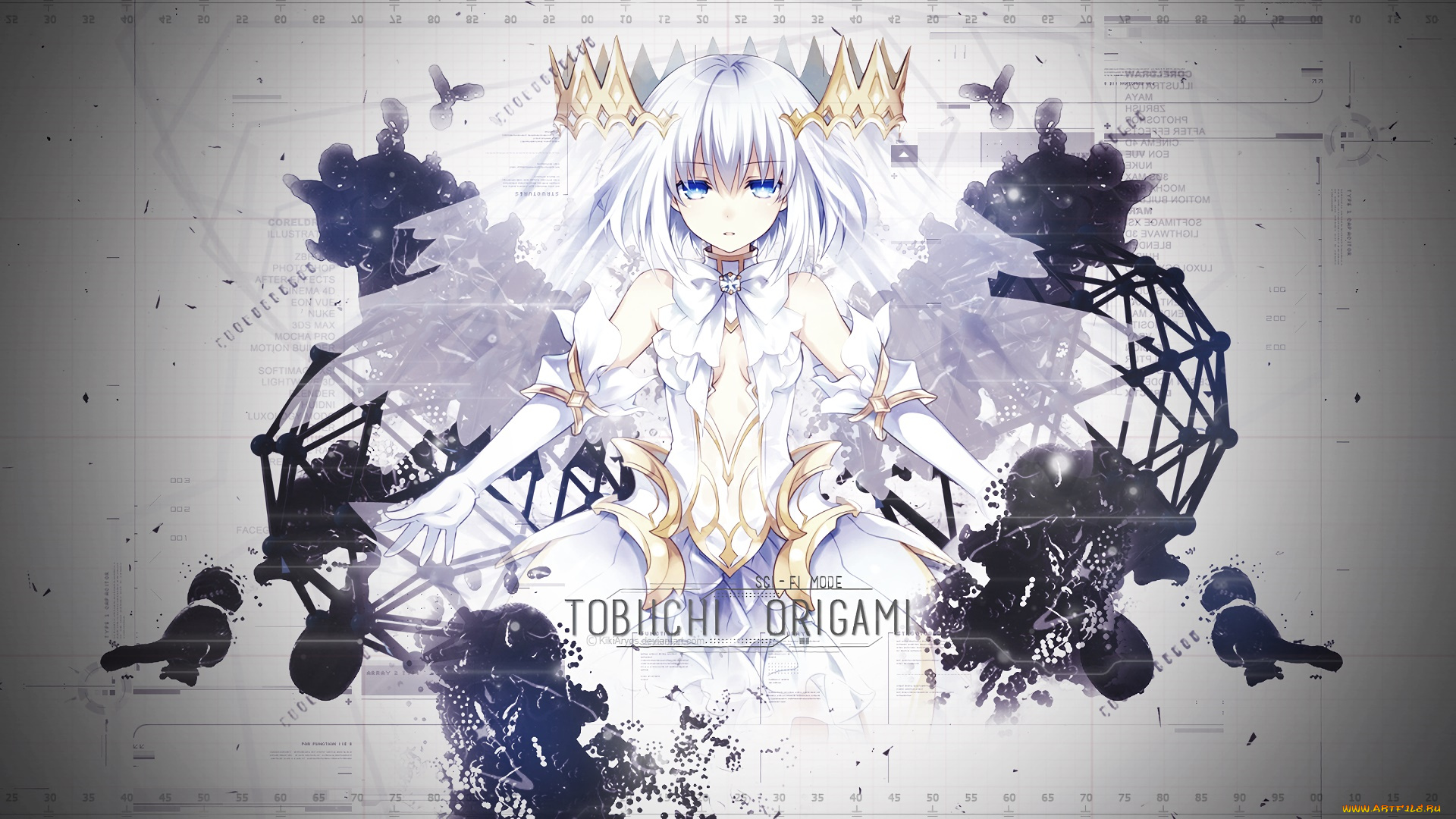 аниме, date, a, live, девушка, взгляд, фон