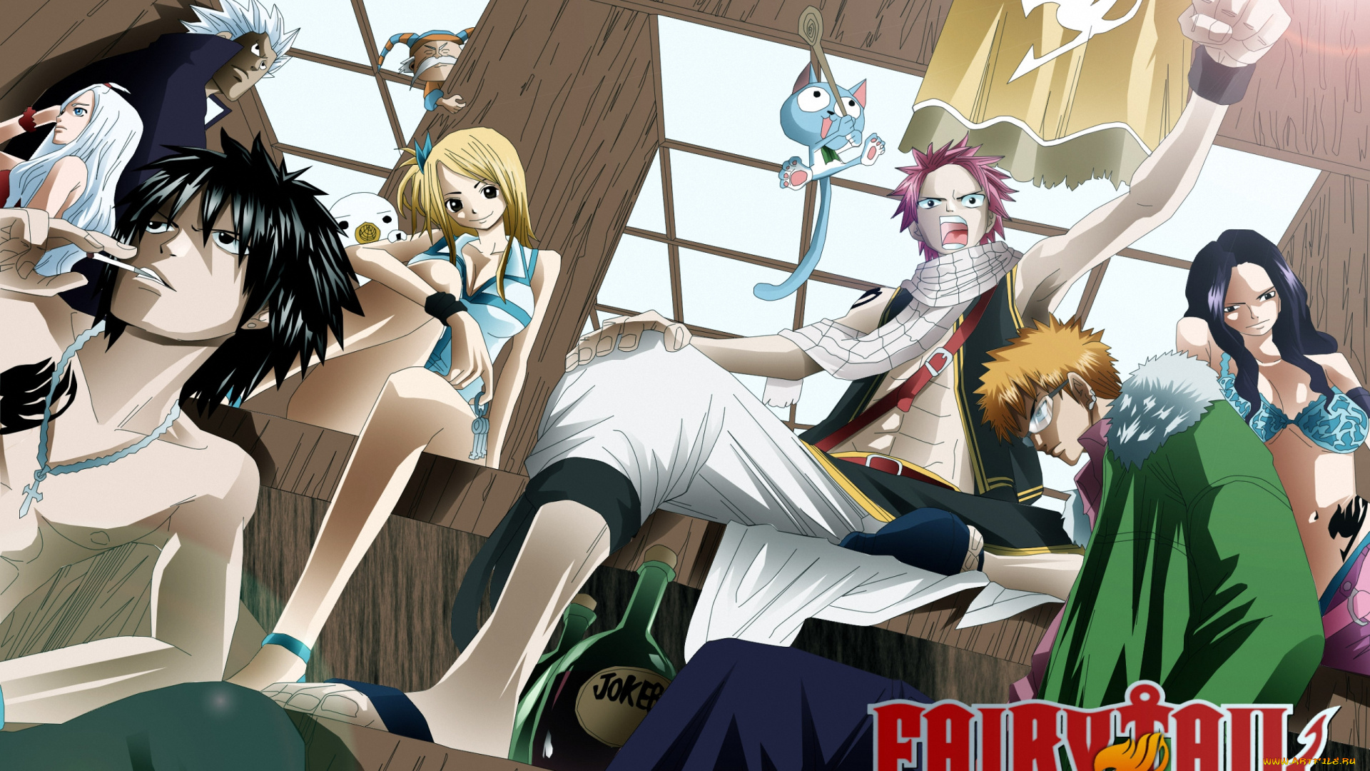 аниме, fairy, tail, дракон, огонь, чародей, маг, dragneel, волшебник, happy, natsu, кот, lucy