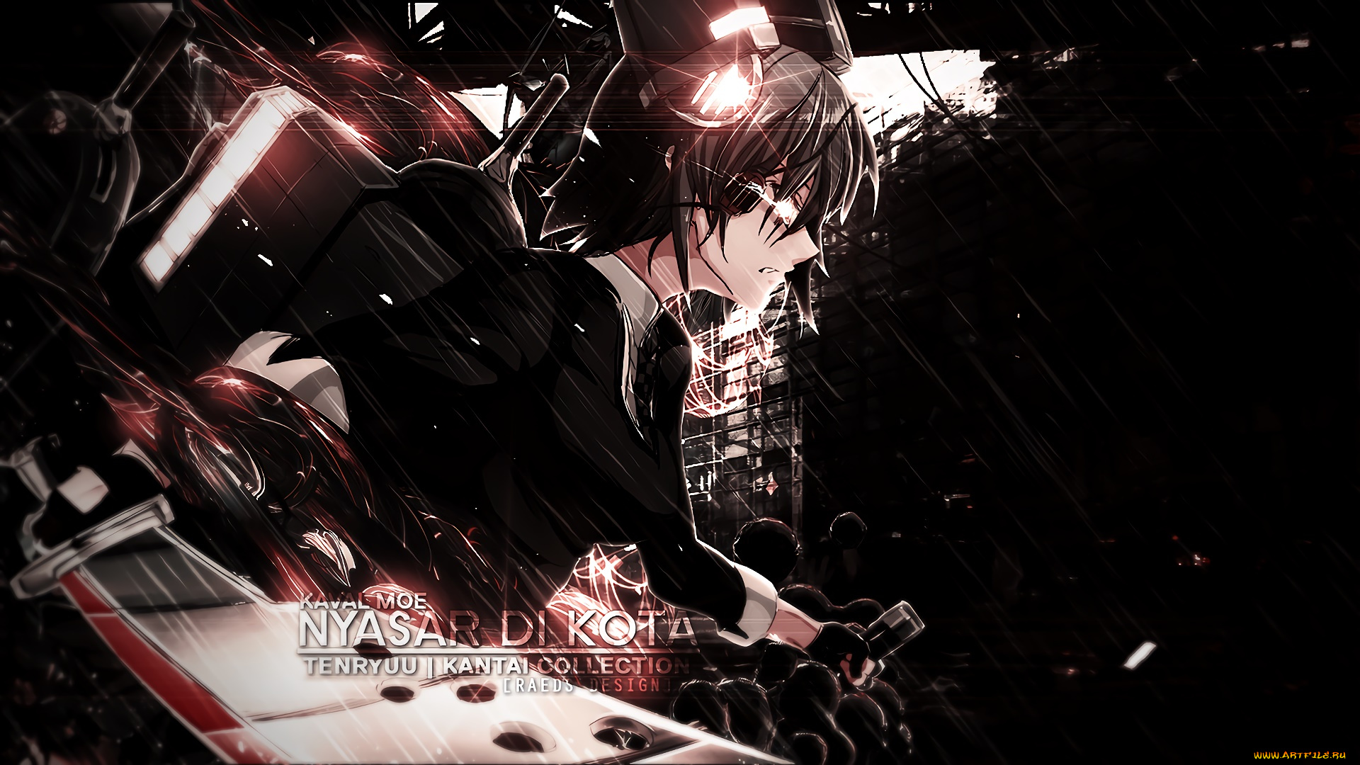 аниме, kantai, collection, девушка, взгляд, фон