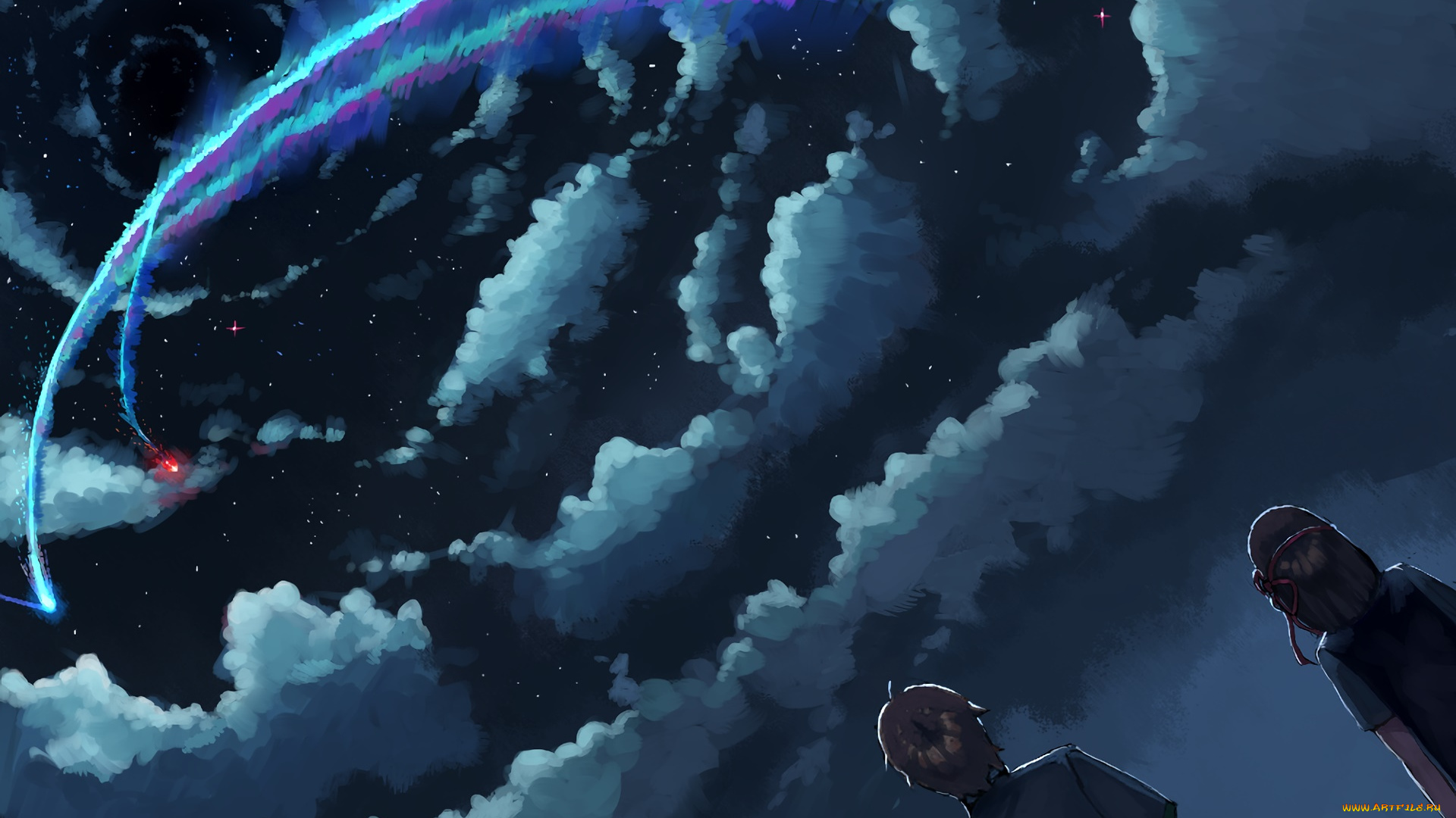 аниме, kimi, no, na, wa, облака