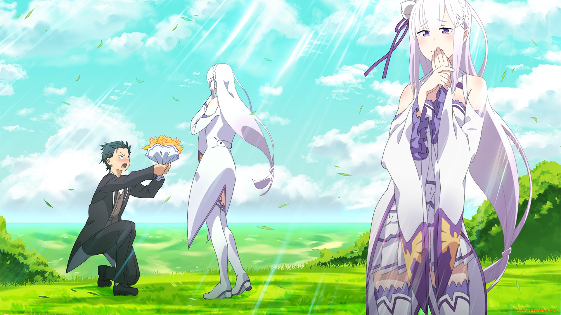 аниме, re, , zero, kara, hajimeru, isekai, seikatsu, фон, девушка, взгляд