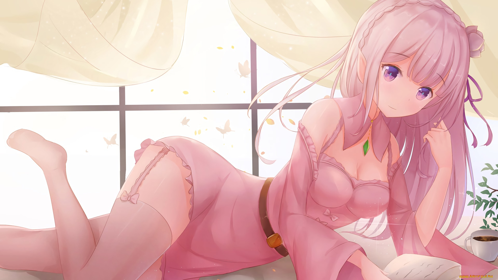 аниме, re, , zero, kara, hajimeru, isekai, seikatsu, девушка, взгляд, фон