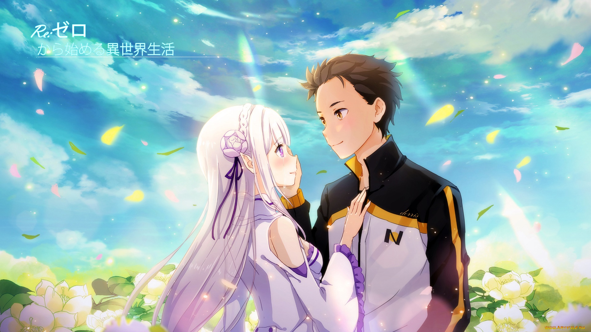 аниме, re, , zero, kara, hajimeru, isekai, seikatsu, девушка, взгляд, фон, парень