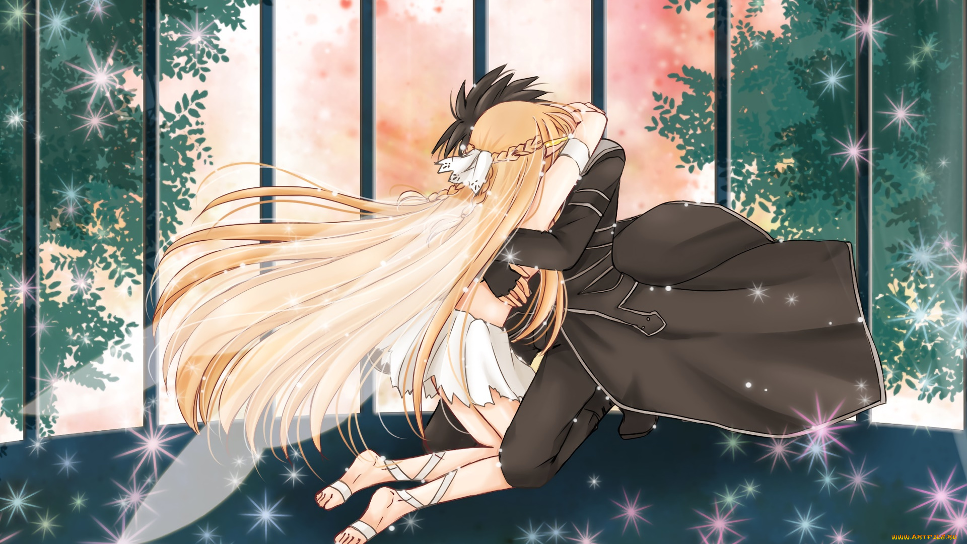 аниме, sword, art, online, девушка, взгляд, фон