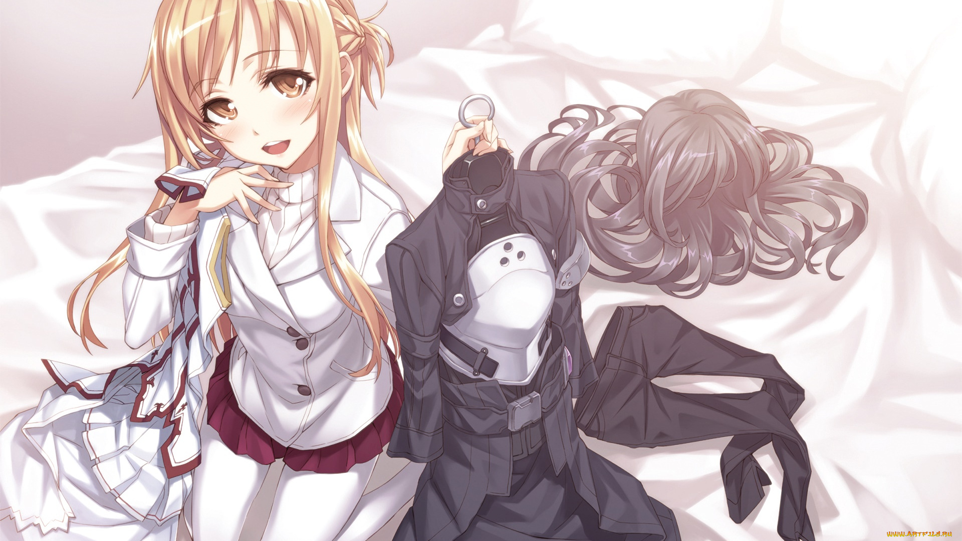 аниме, sword, art, online, девушка, взгляд, фон