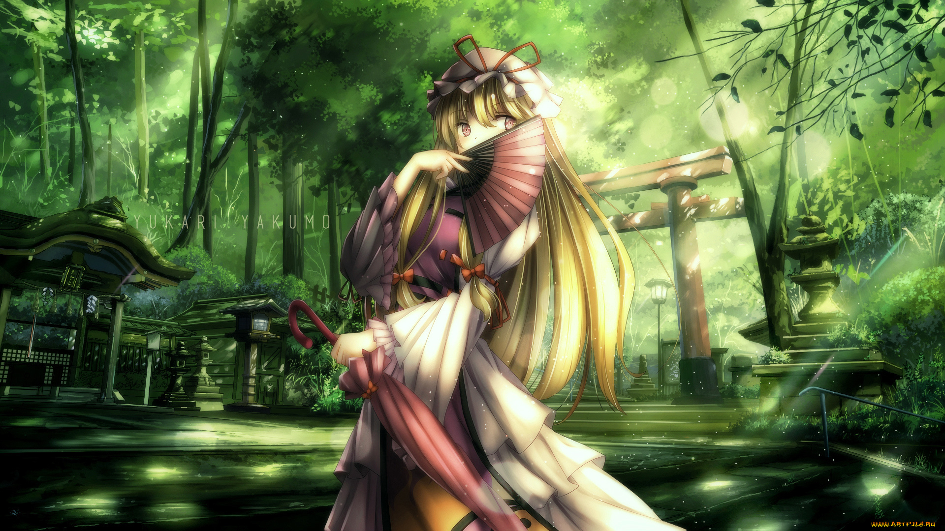 аниме, touhou, девушка, фон, взгляд