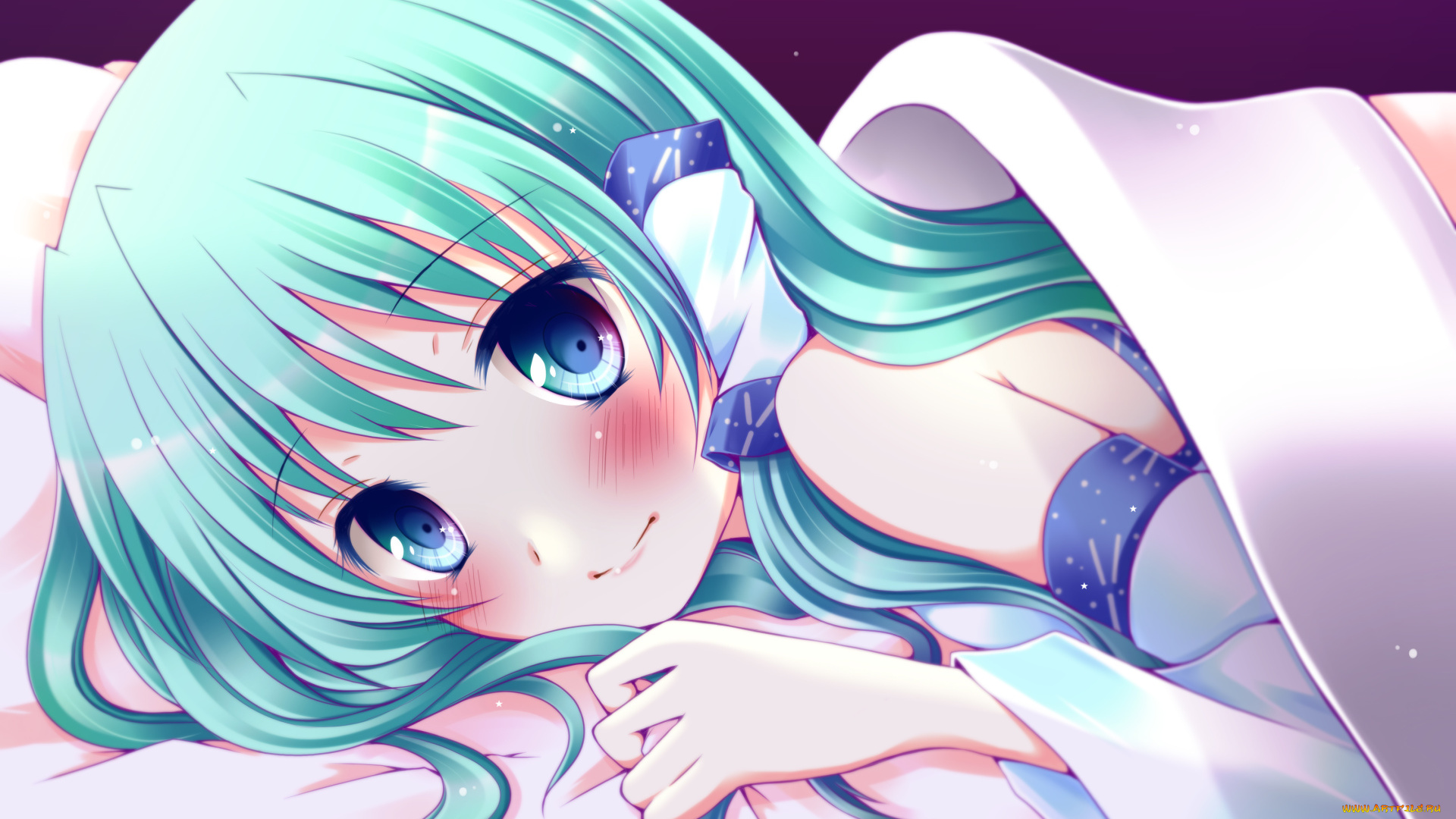 аниме, touhou, девушка, взгляд, фон