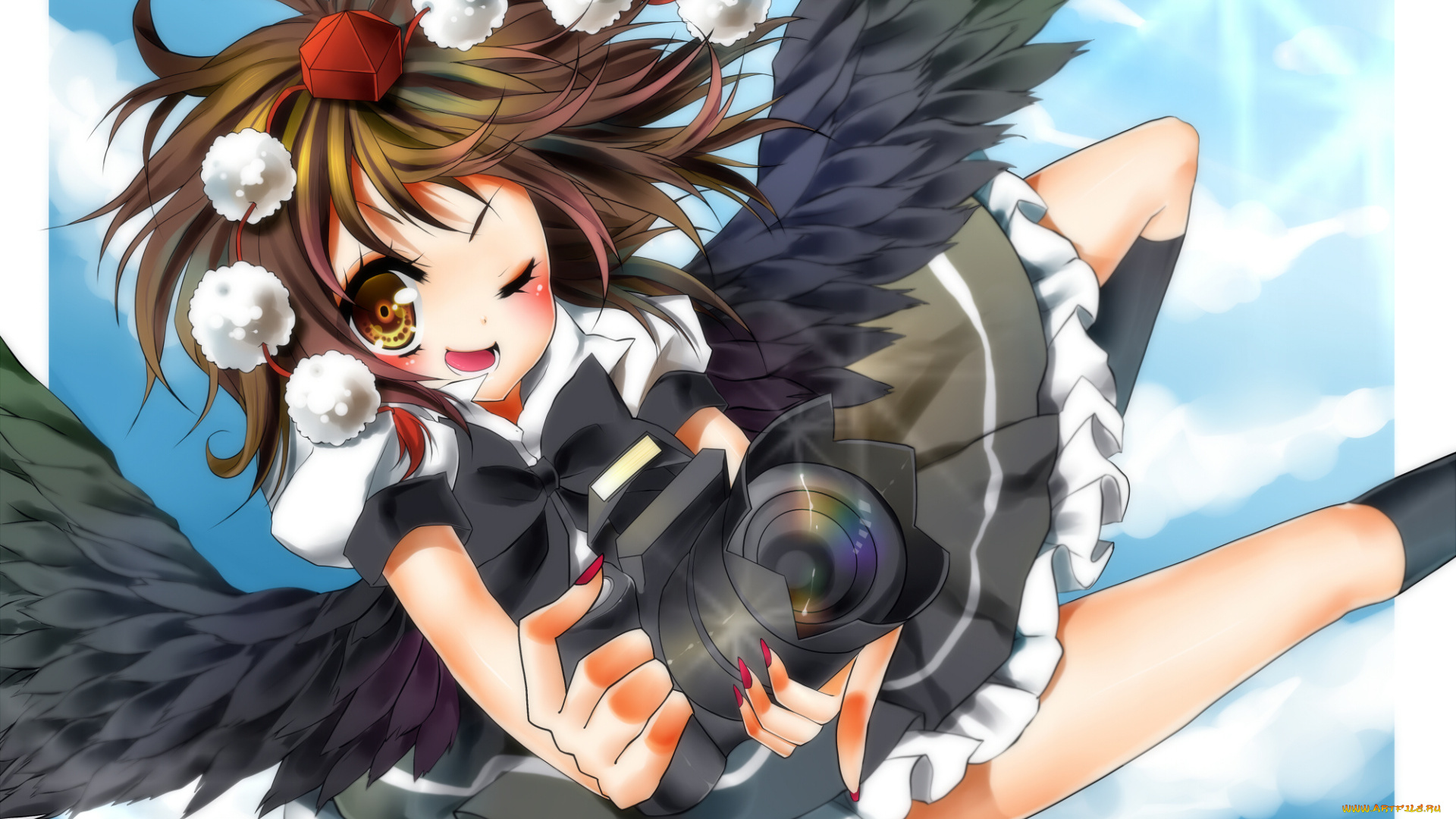 аниме, touhou, девушка, взгляд, фон