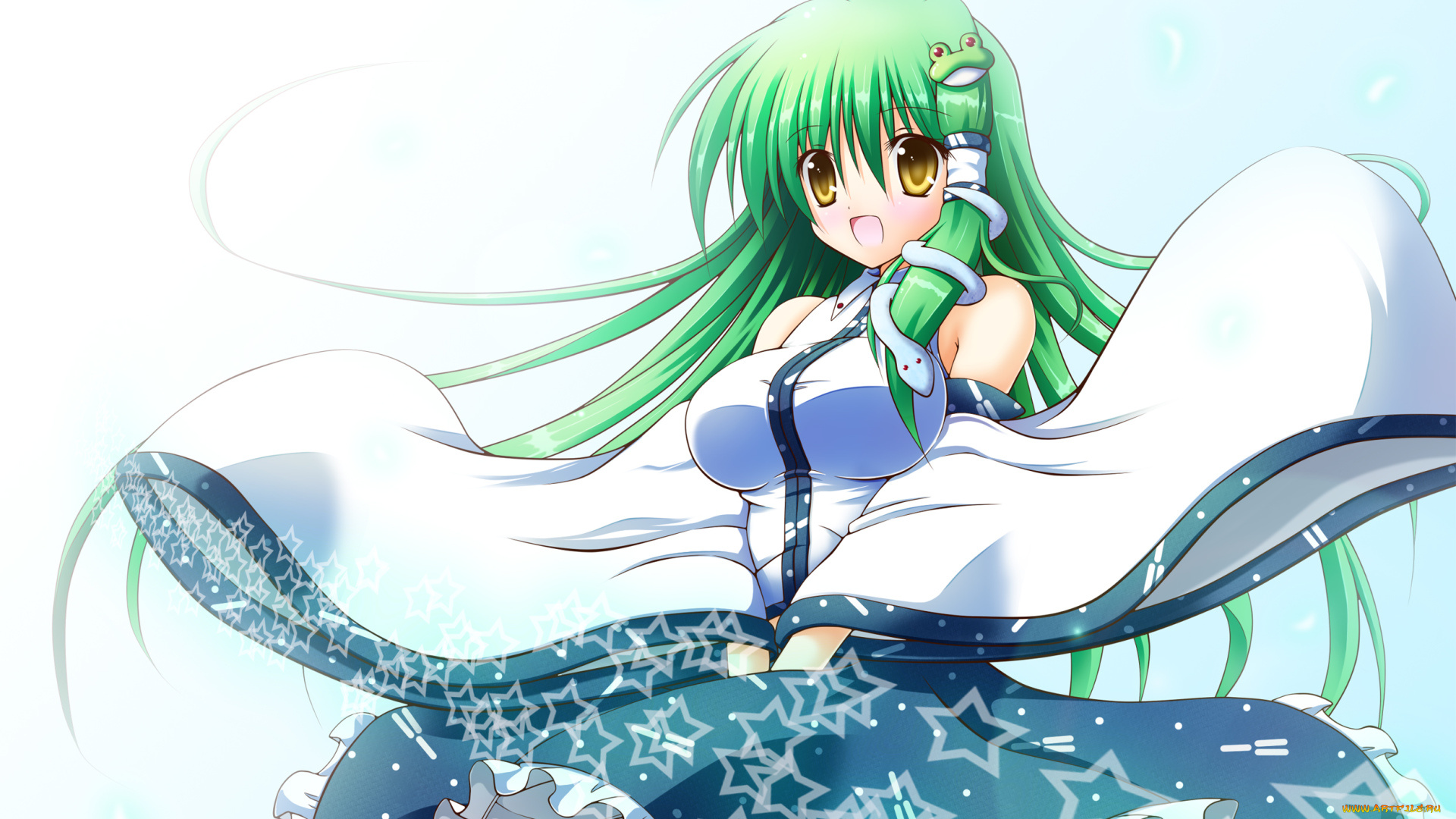 аниме, touhou, девушка, взгляд, фон