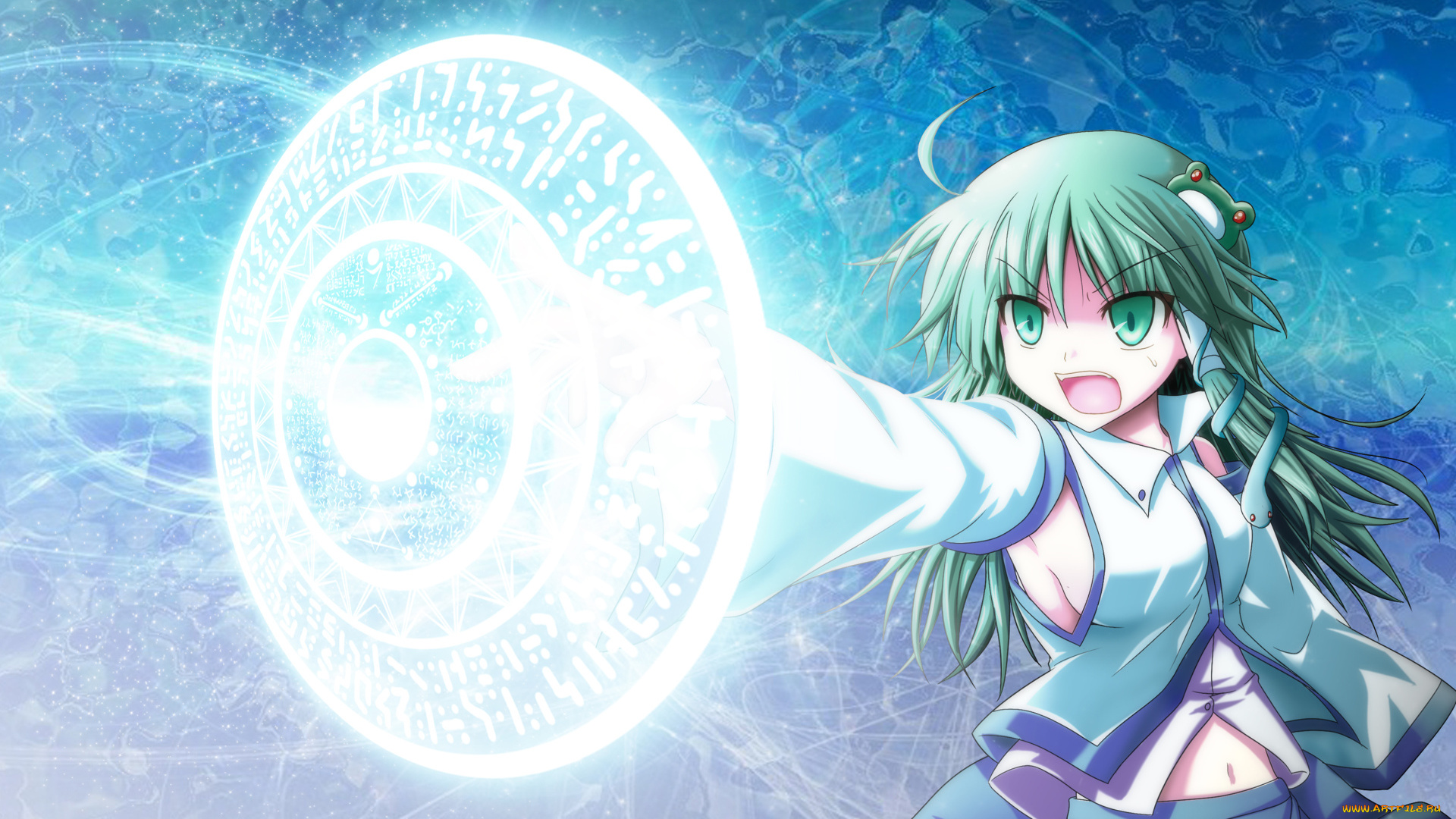 аниме, touhou, девушка, взгляд, фон