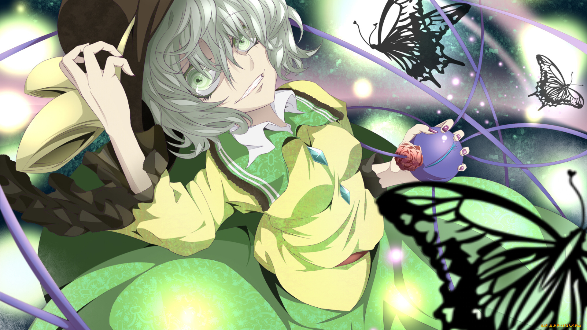 аниме, touhou, девушка, взгляд, фон