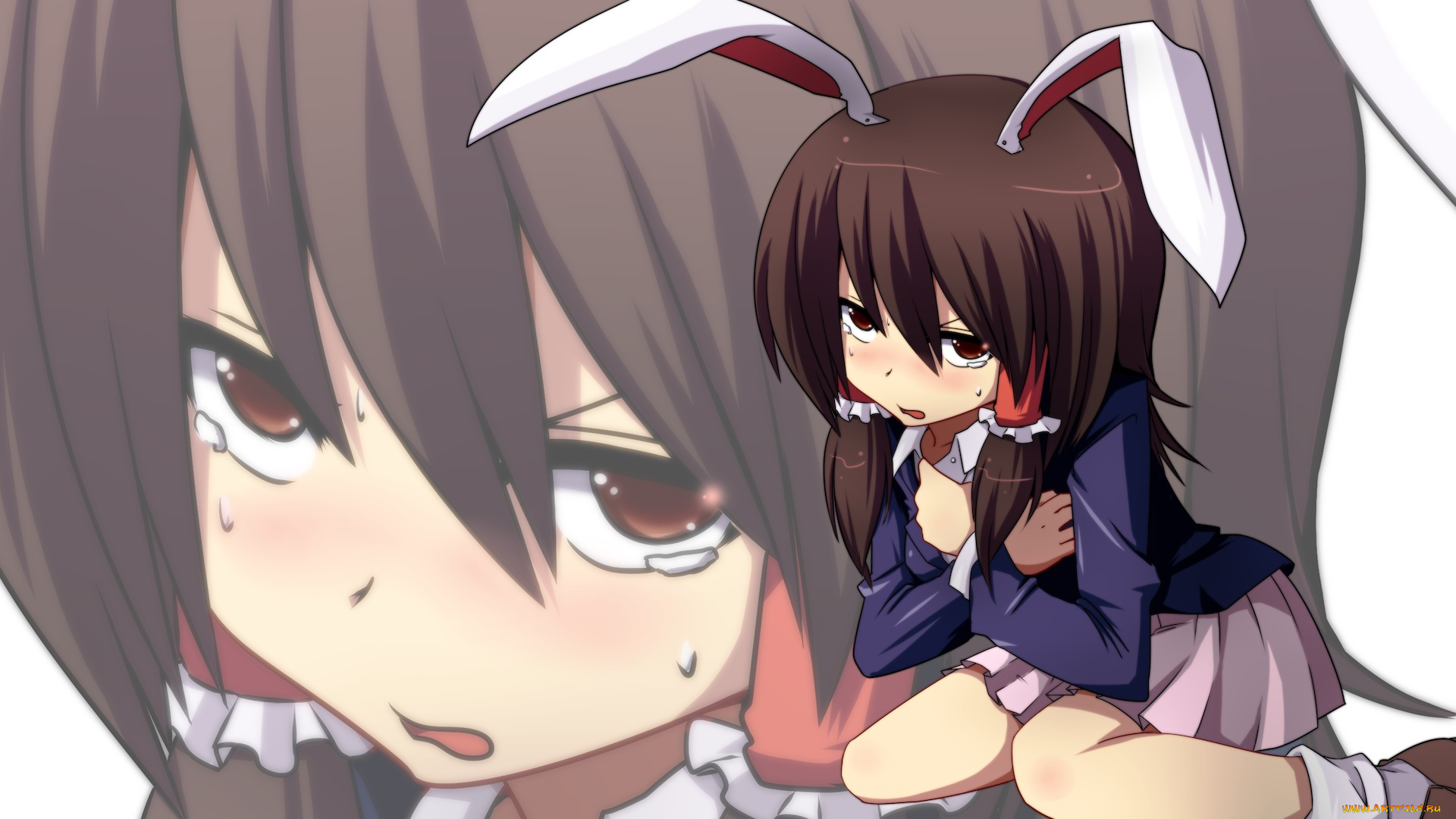 аниме, touhou, девушка, взгляд, фон