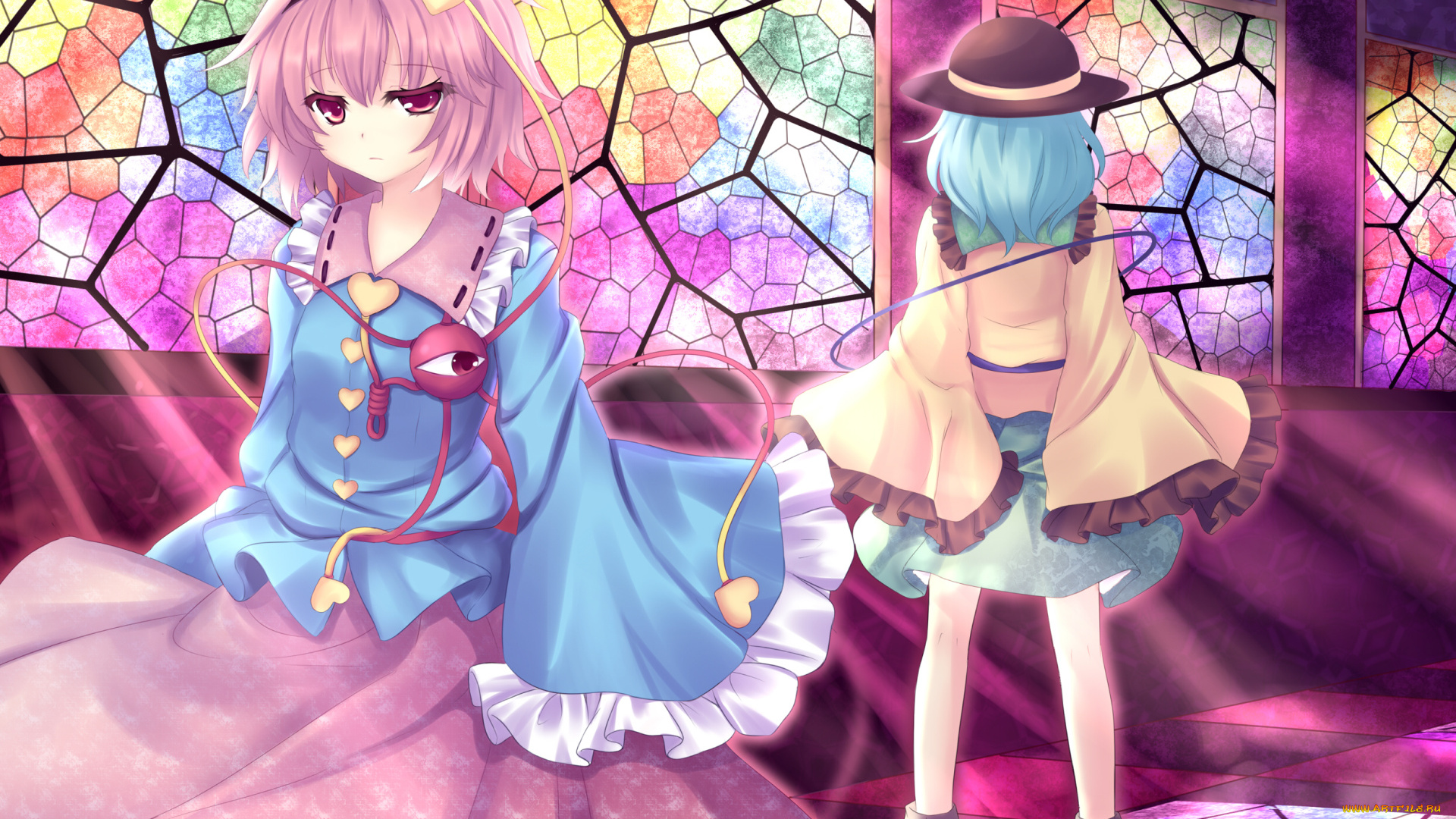 аниме, touhou, девушка, взгляд, фон