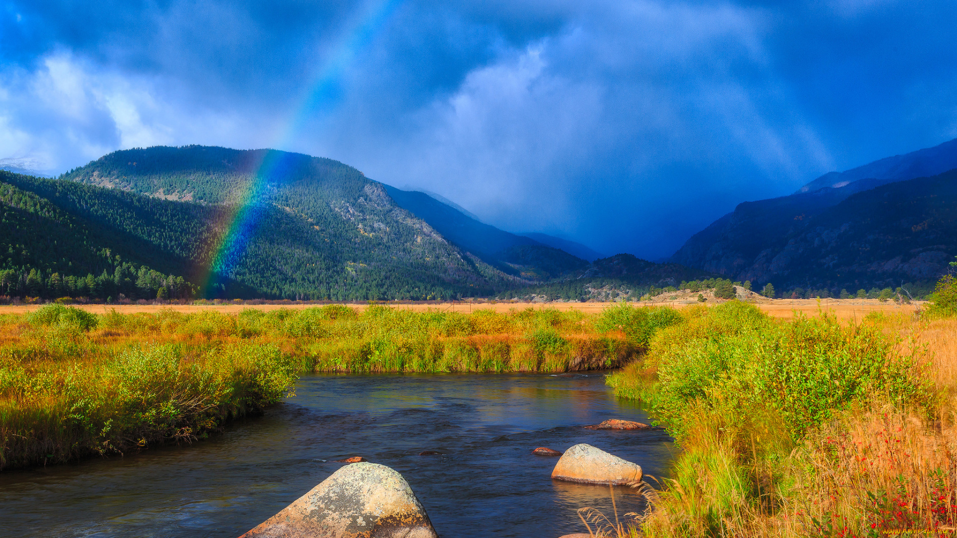 природа, радуга, горы, колорадо, скалистые