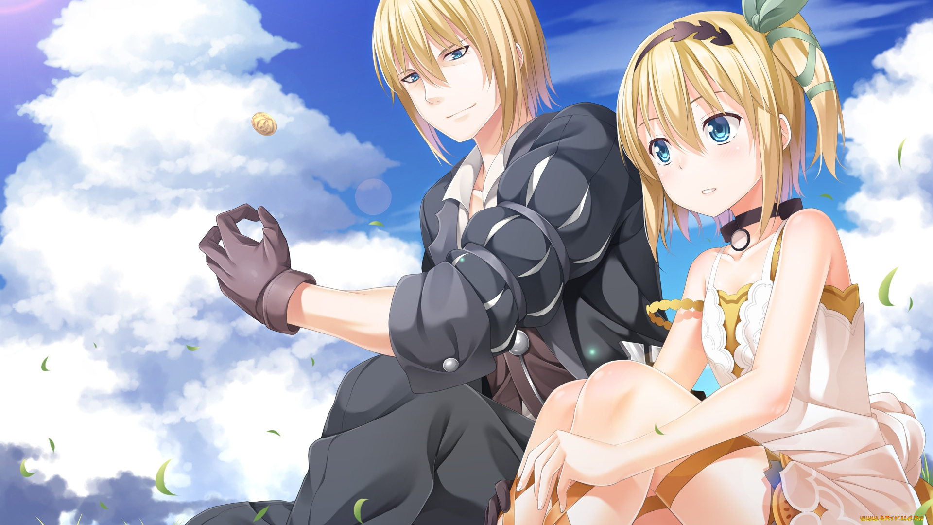 tales, of, zestiria, аниме, девушка, взгляд, фон, парень