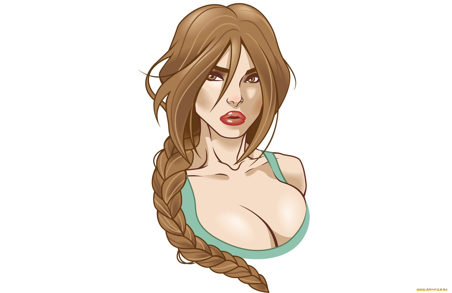 рисованное, люди, коса, взгляд, фон, девушка