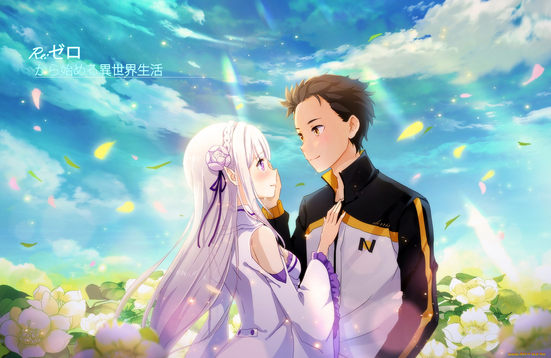 аниме, re, , zero, kara, hajimeru, isekai, seikatsu, девушка, взгляд, фон, парень